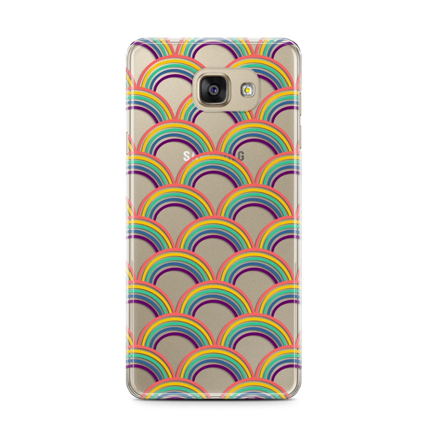 Rainbow Pattern Samsung Galaxy A7 2016 Case on gold phone