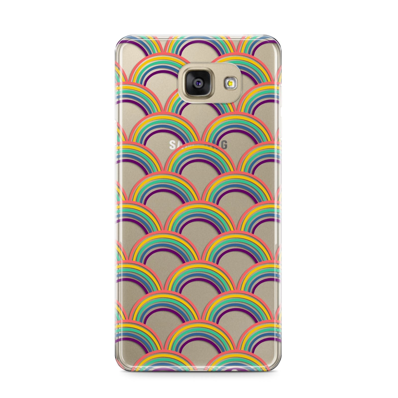 Rainbow Pattern Samsung Galaxy A9 2016 Case on gold phone