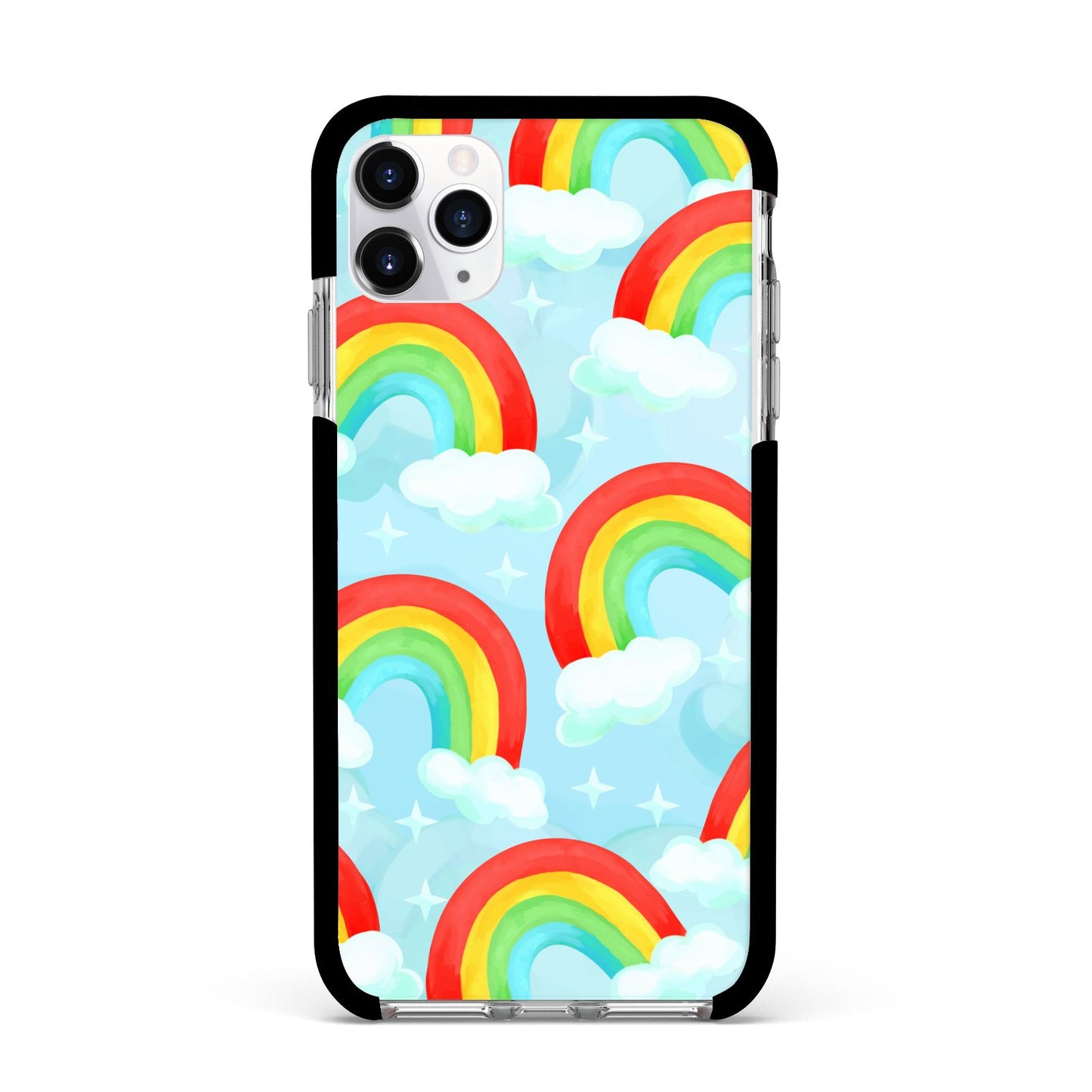 Rainbow Sky Apple iPhone 11 Pro Max in Silver with Black Impact Case