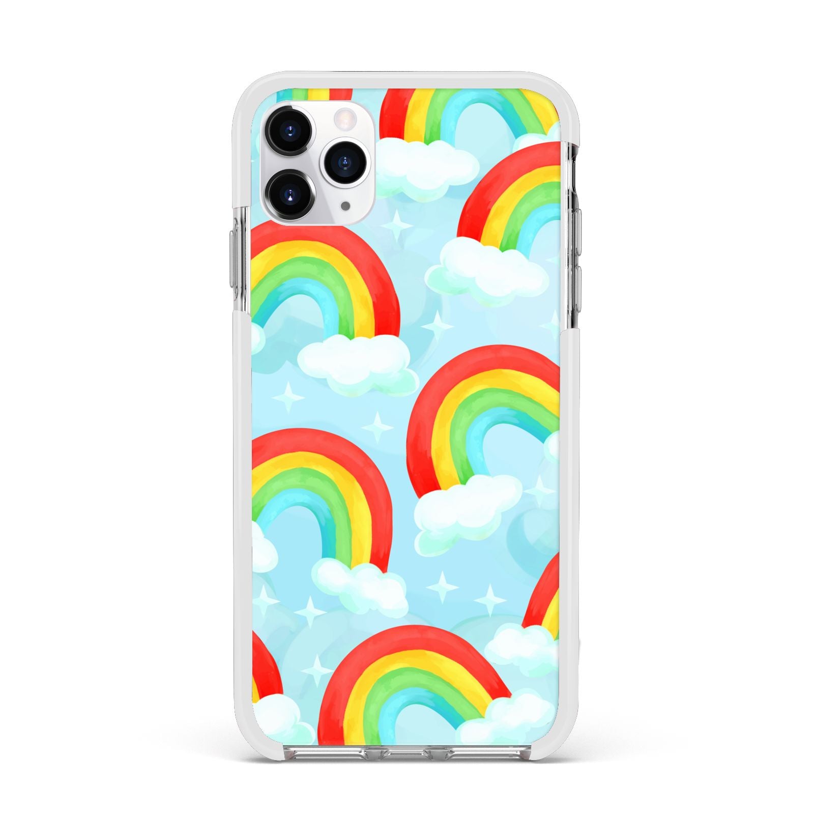 Rainbow Sky Apple iPhone 11 Pro Max in Silver with White Impact Case
