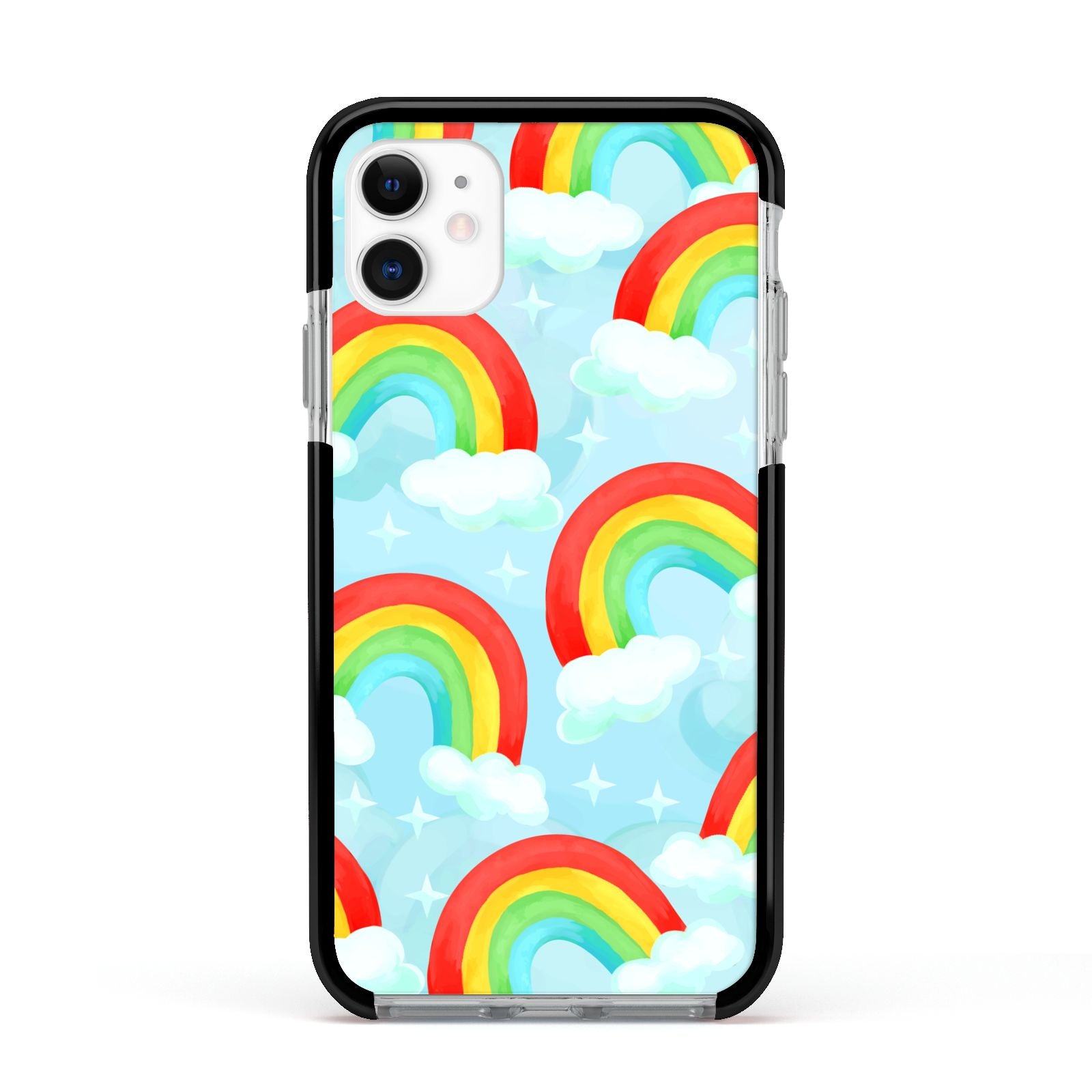 Rainbow Sky Apple iPhone 11 in White with Black Impact Case