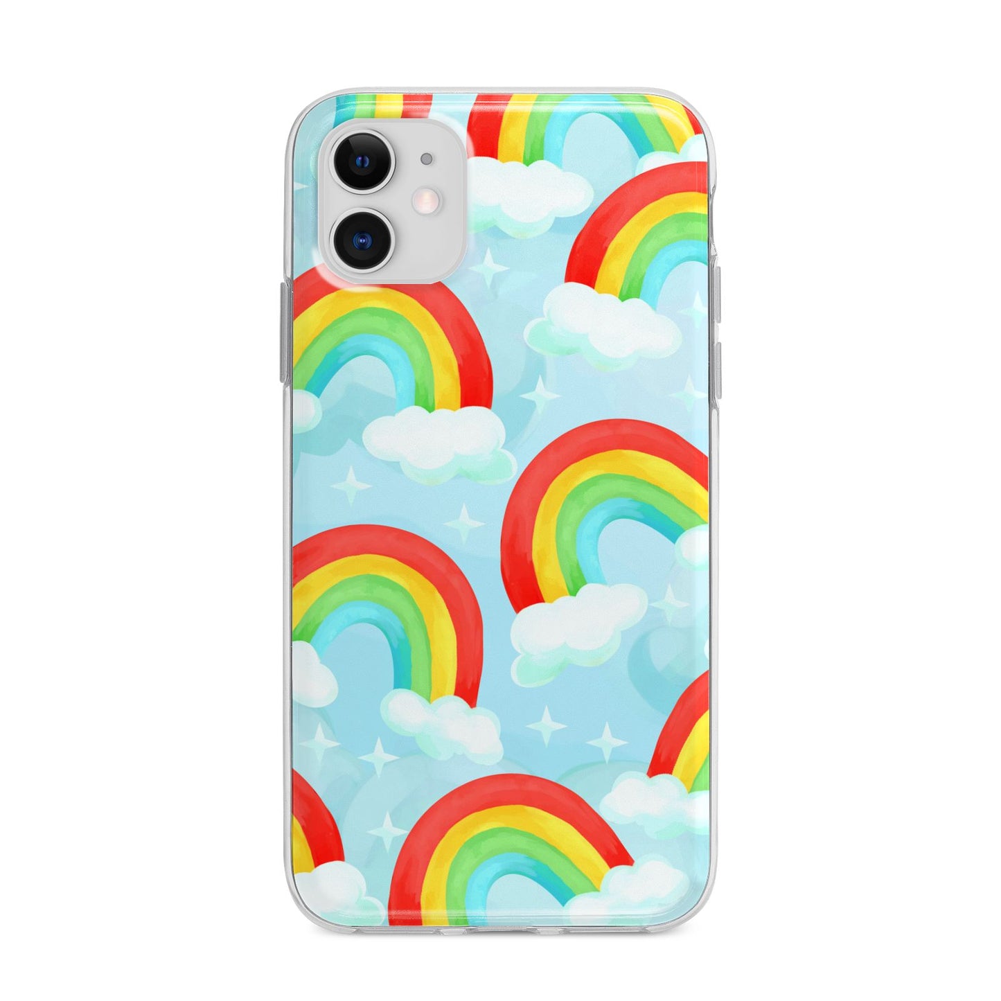 Rainbow Sky Apple iPhone 11 in White with Bumper Case