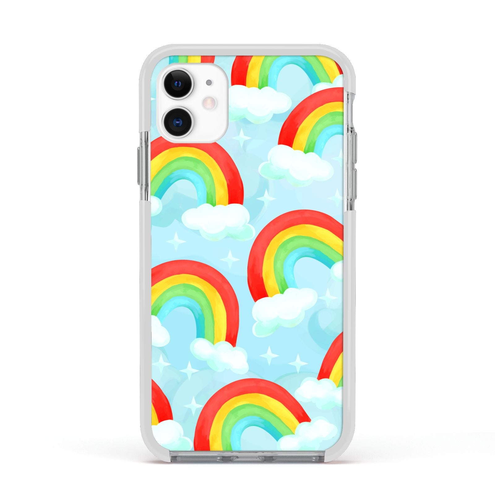 Rainbow Sky Apple iPhone 11 in White with White Impact Case