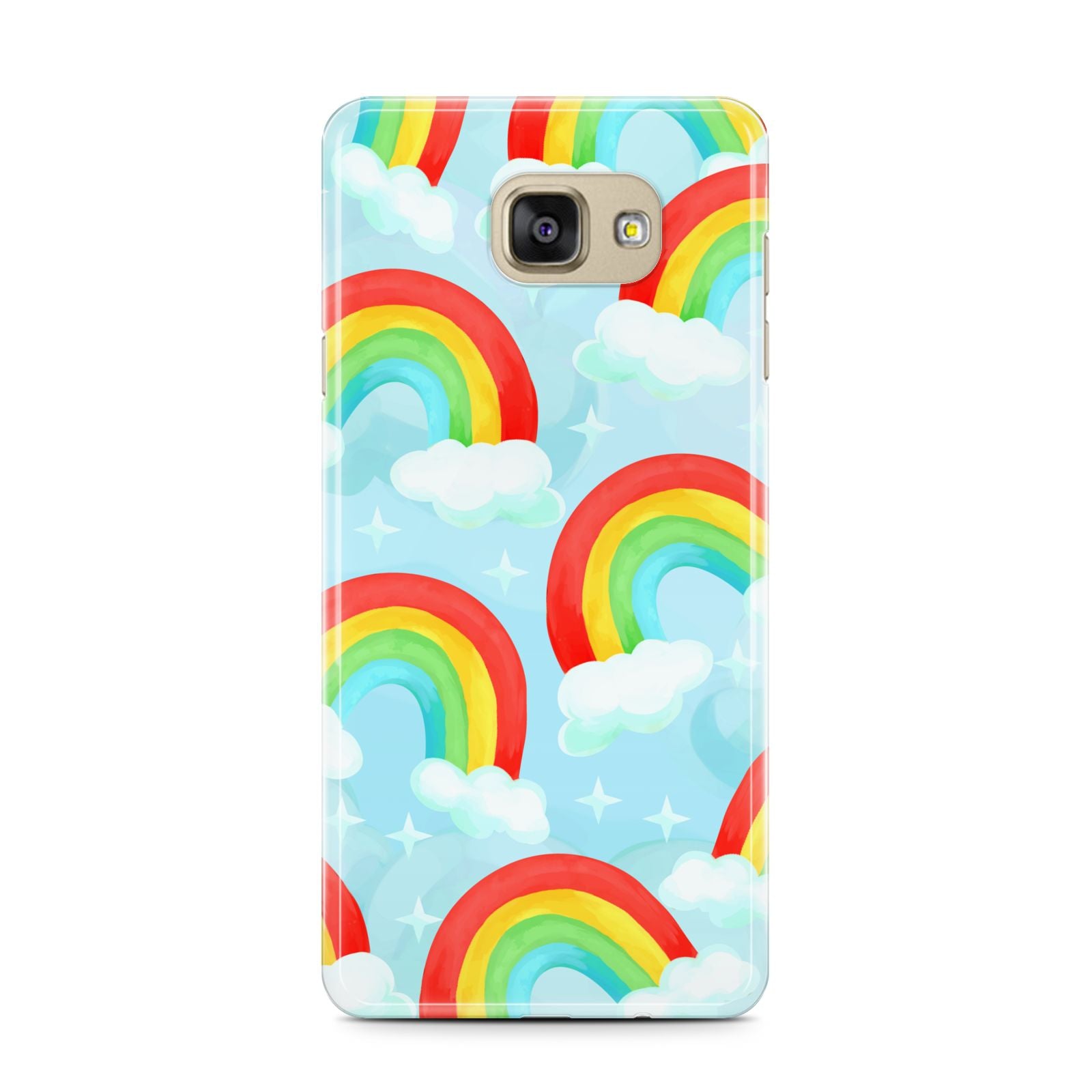 Rainbow Sky Samsung Galaxy A7 2016 Case on gold phone