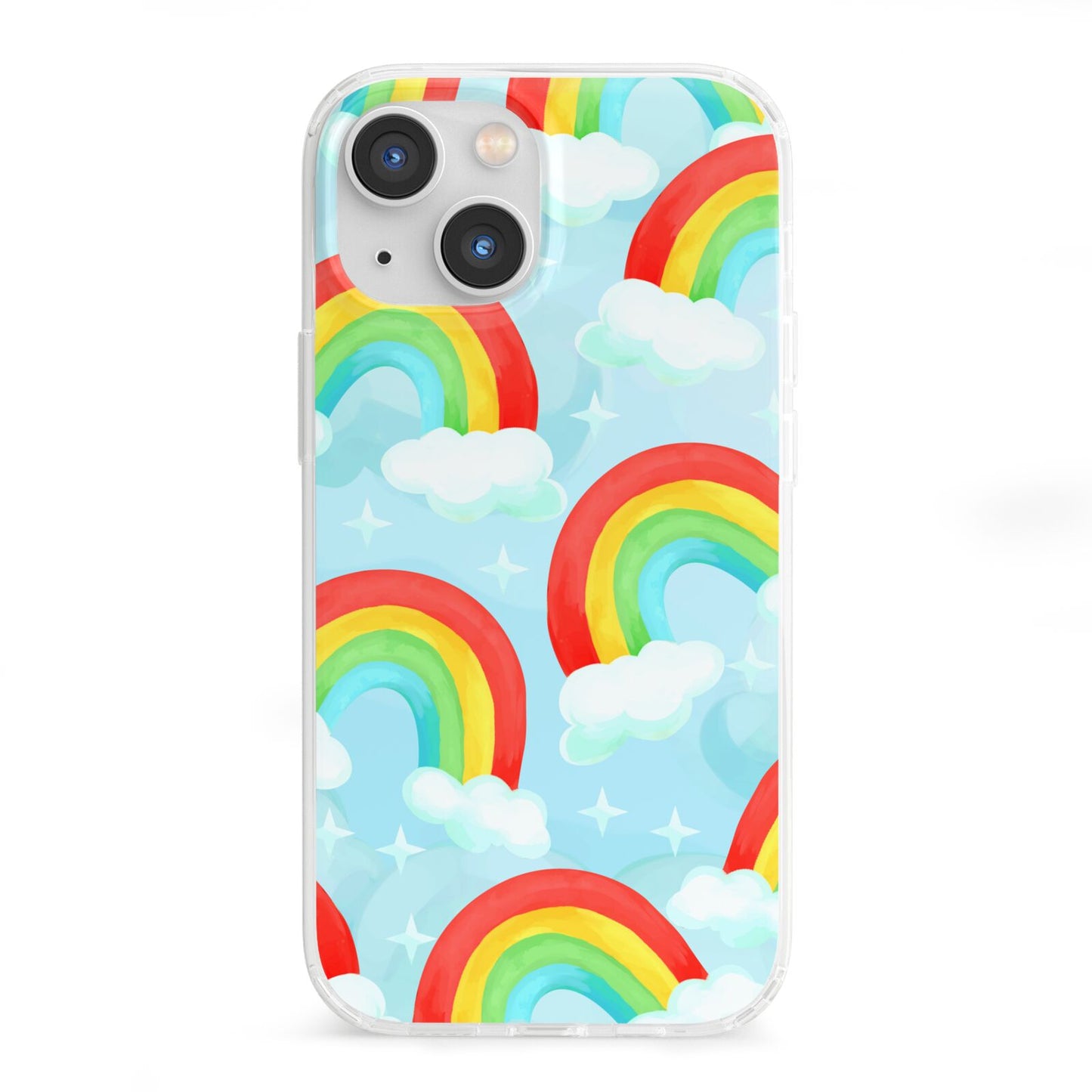 Rainbow Sky iPhone 13 Mini Clear Bumper Case
