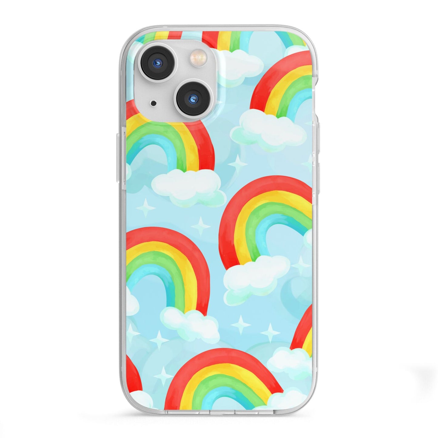 Rainbow Sky iPhone 13 Mini TPU Impact Case with White Edges
