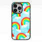 Rainbow Sky iPhone 13 Pro Black Impact Case on Silver phone
