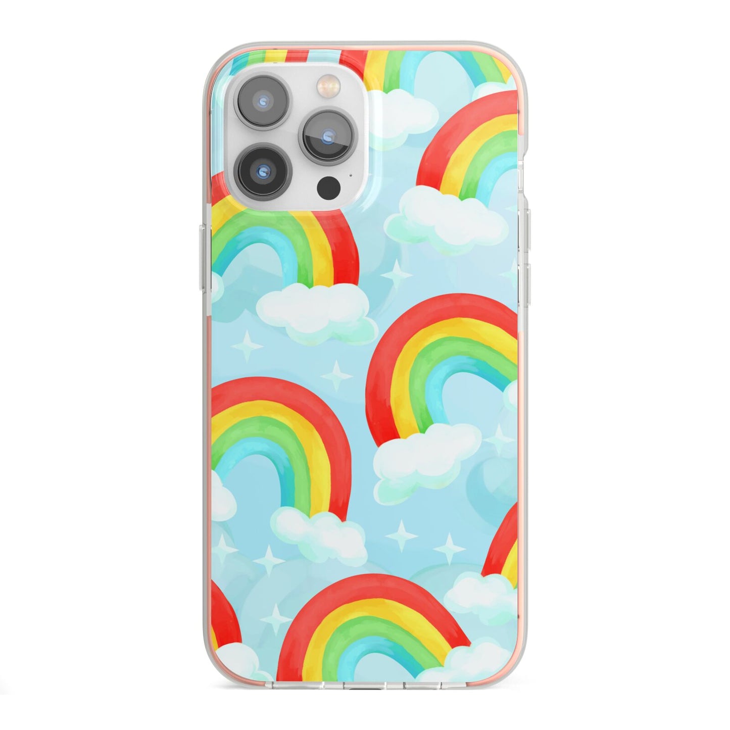 Rainbow Sky iPhone 13 Pro Max TPU Impact Case with Pink Edges
