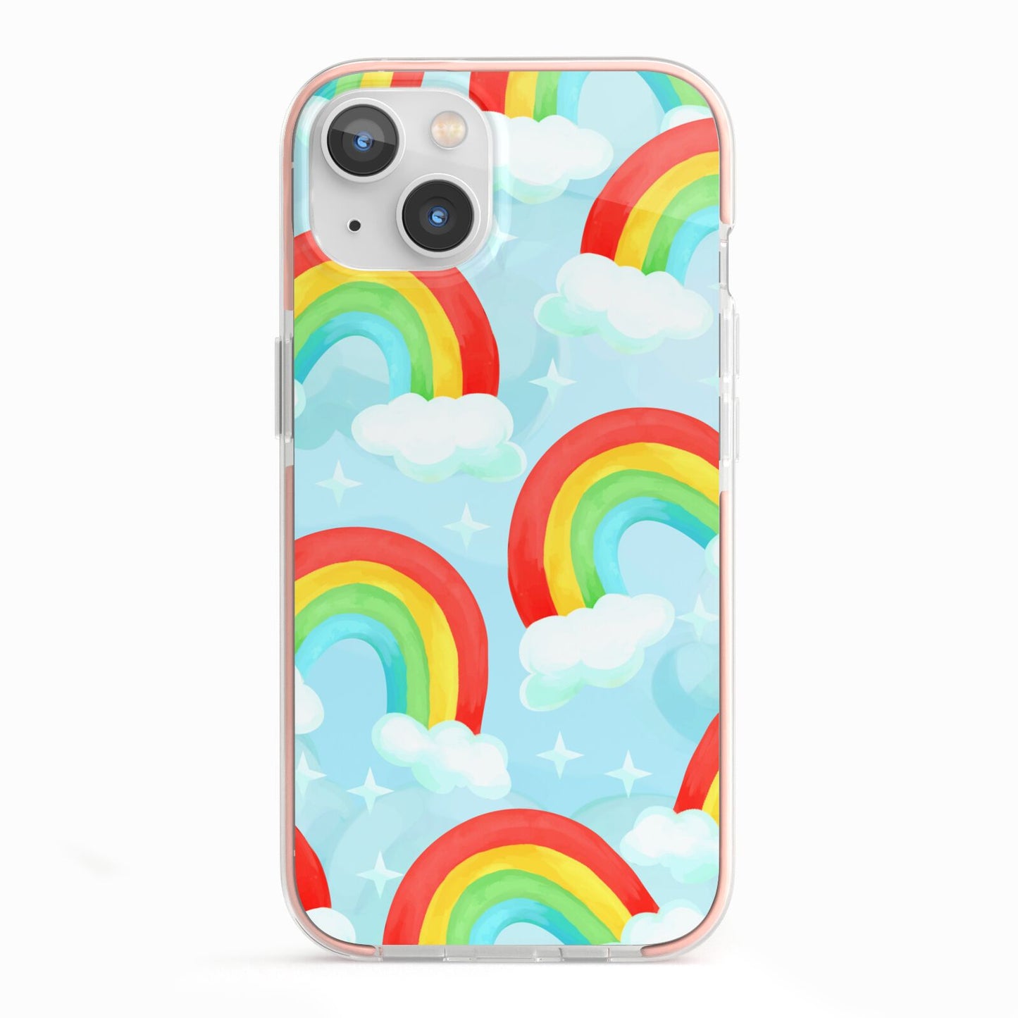 Rainbow Sky iPhone 13 TPU Impact Case with Pink Edges