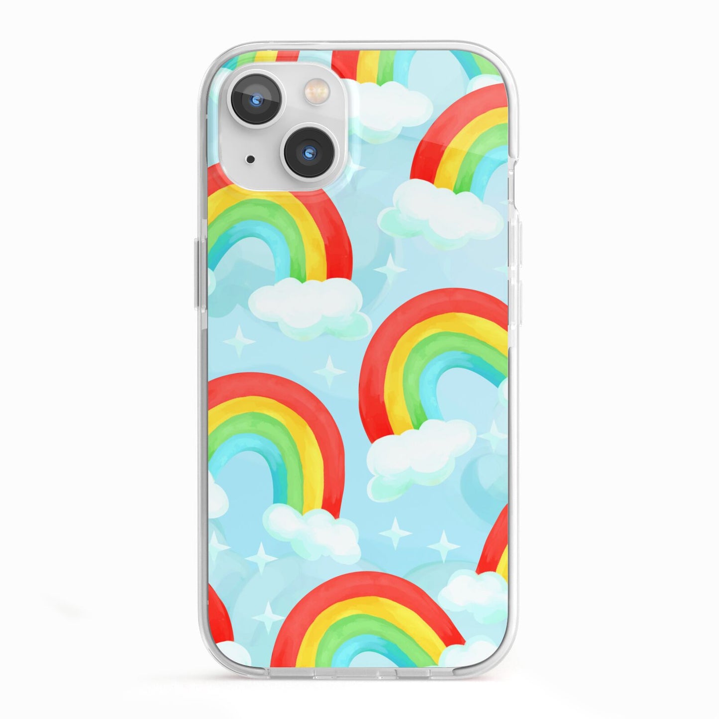 Rainbow Sky iPhone 13 TPU Impact Case with White Edges