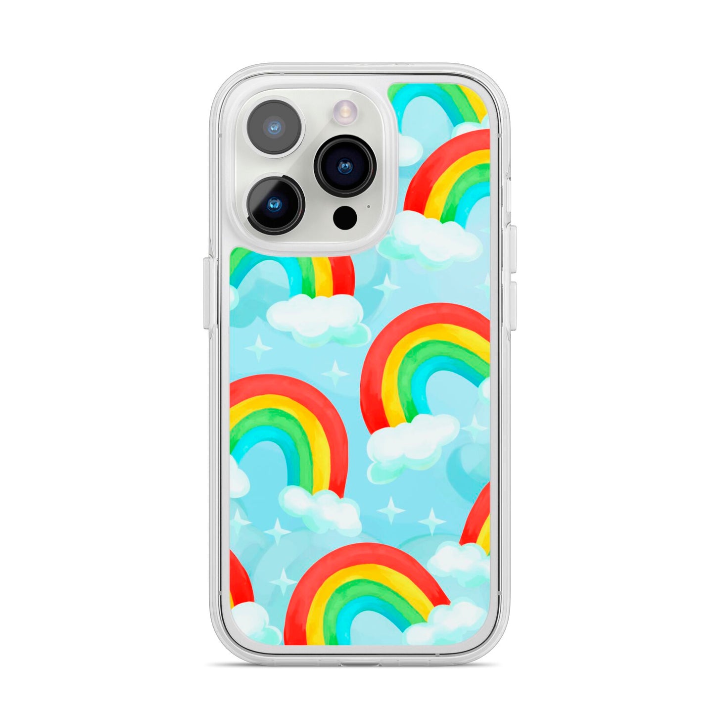 Rainbow Sky iPhone 14 Pro Clear Tough Case Silver