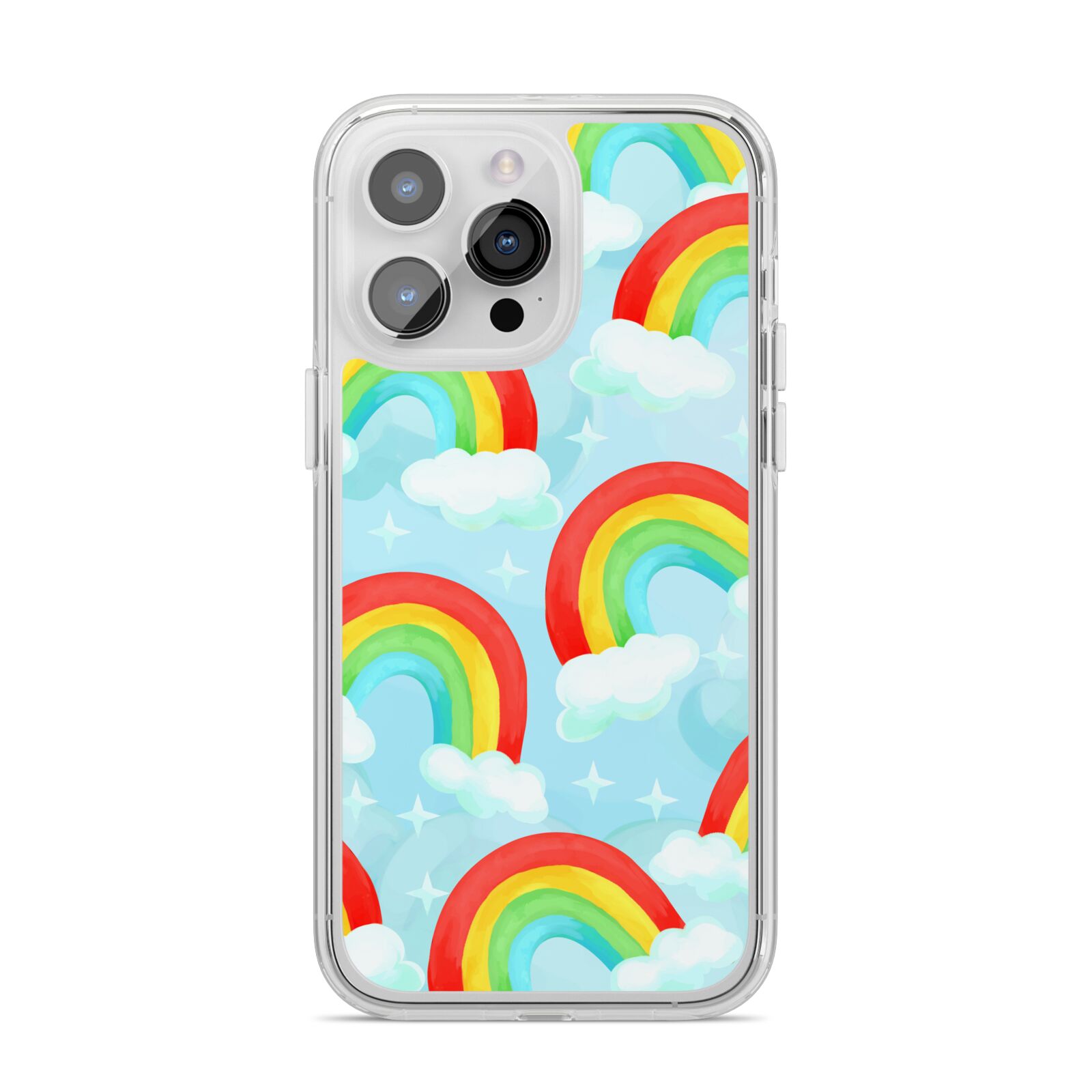Rainbow Sky iPhone 14 Pro Max Clear Tough Case Silver