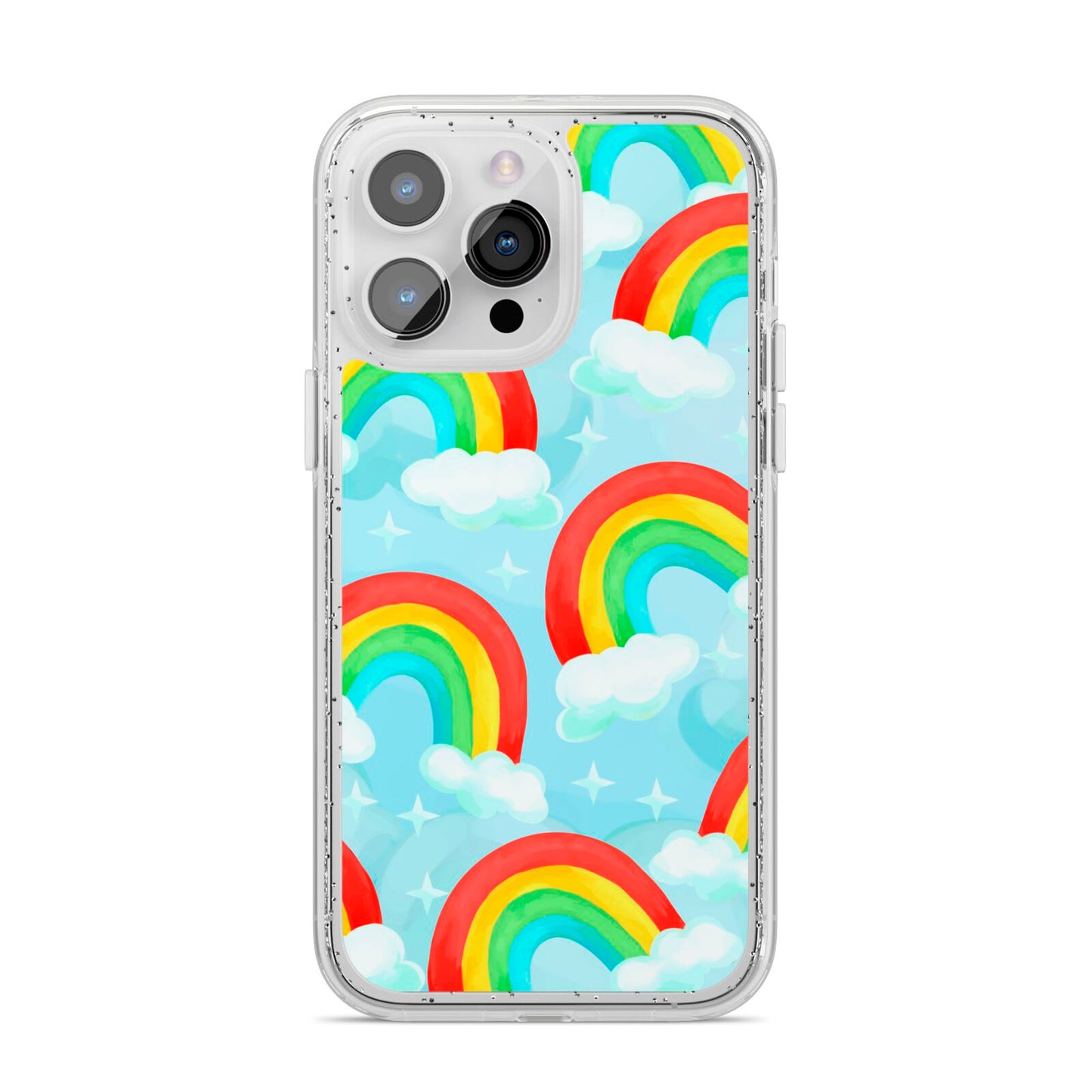 Rainbow Sky iPhone 14 Pro Max Glitter Tough Case Silver