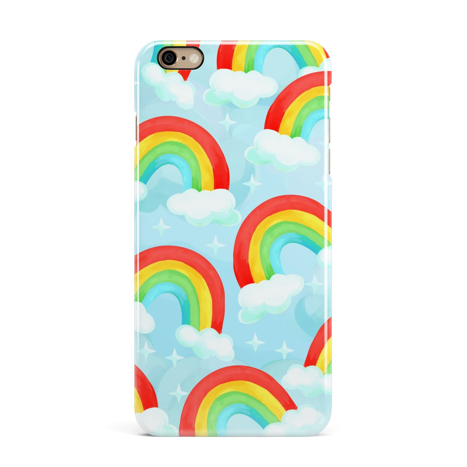 Rainbow Sky iPhone 6 Plus 3D Snap Case on Gold Phone