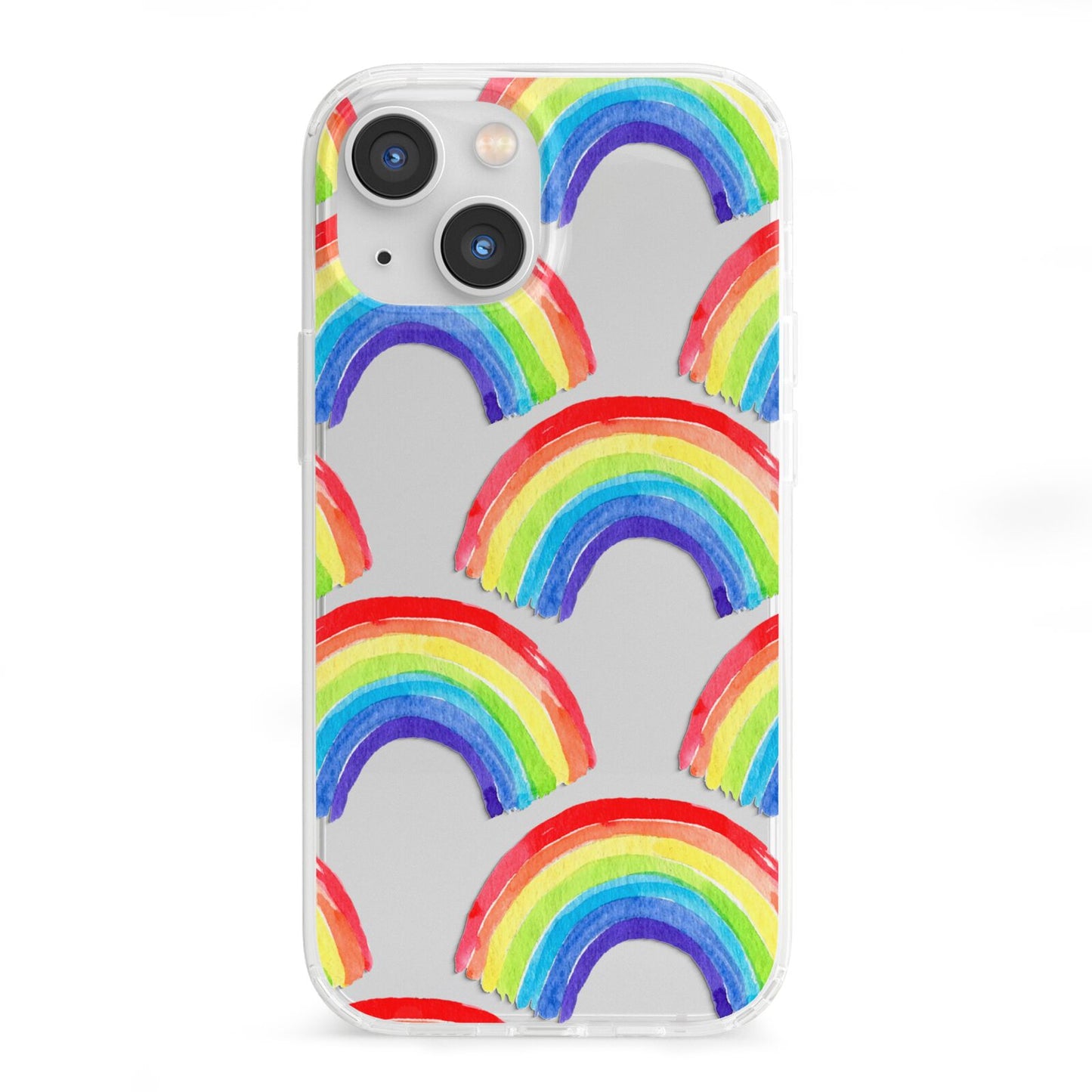 Rainbow iPhone 13 Mini Clear Bumper Case