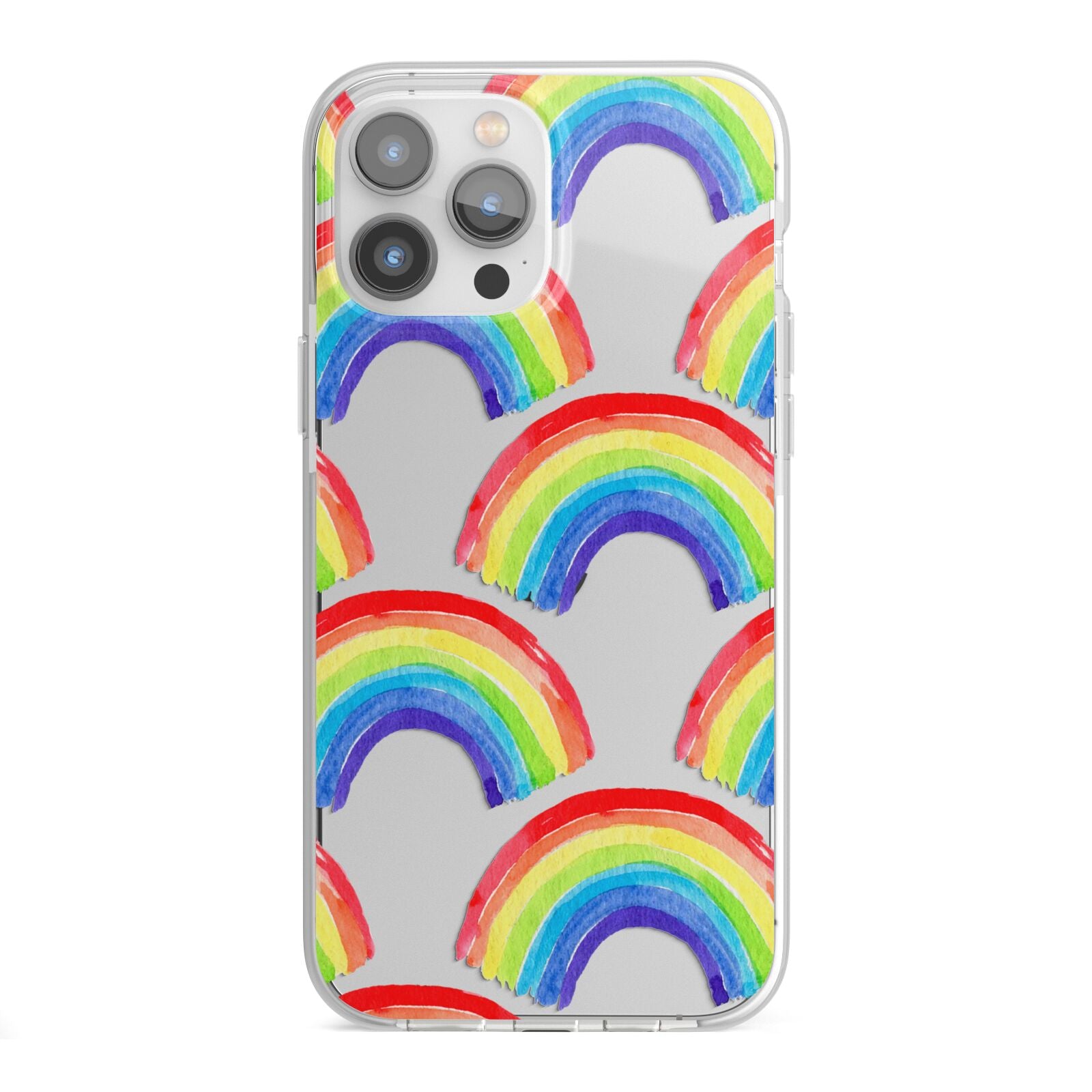 Rainbow iPhone 13 Pro Max TPU Impact Case with White Edges