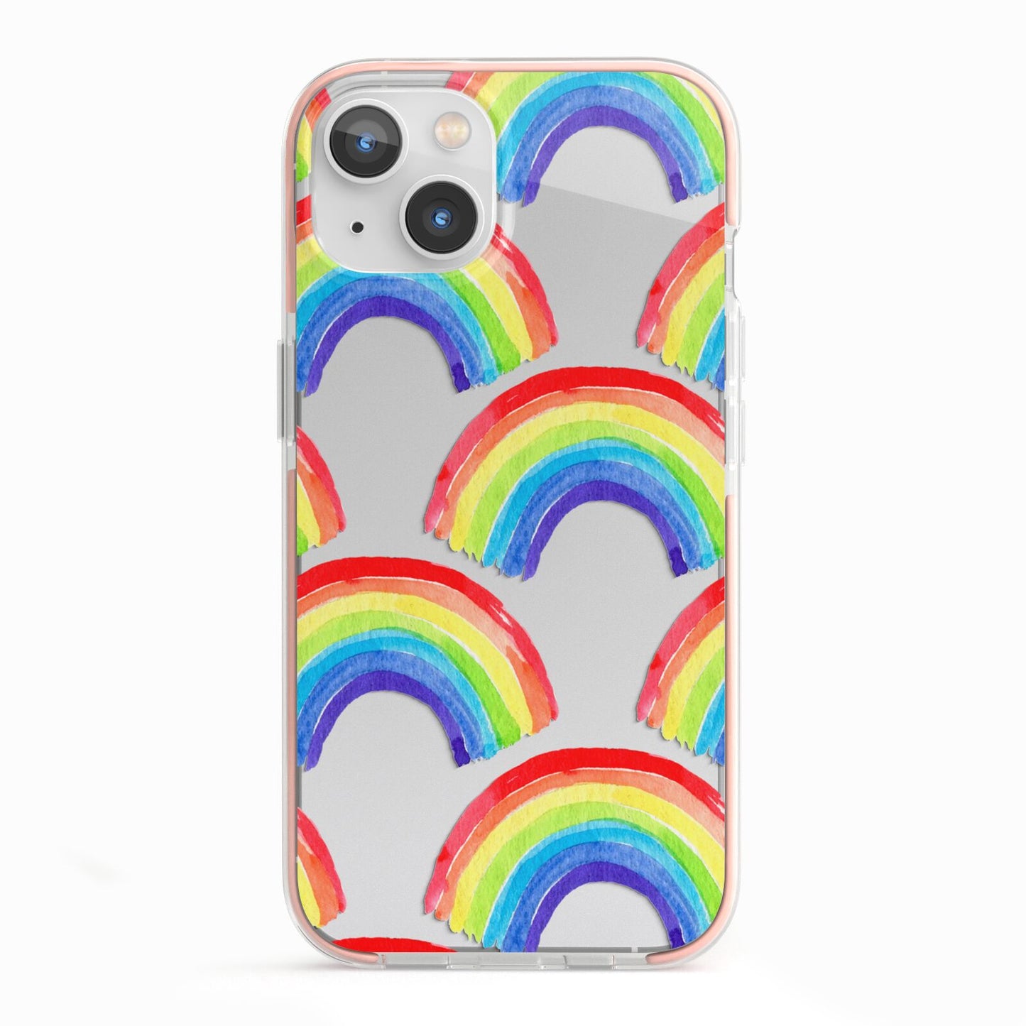Rainbow iPhone 13 TPU Impact Case with Pink Edges