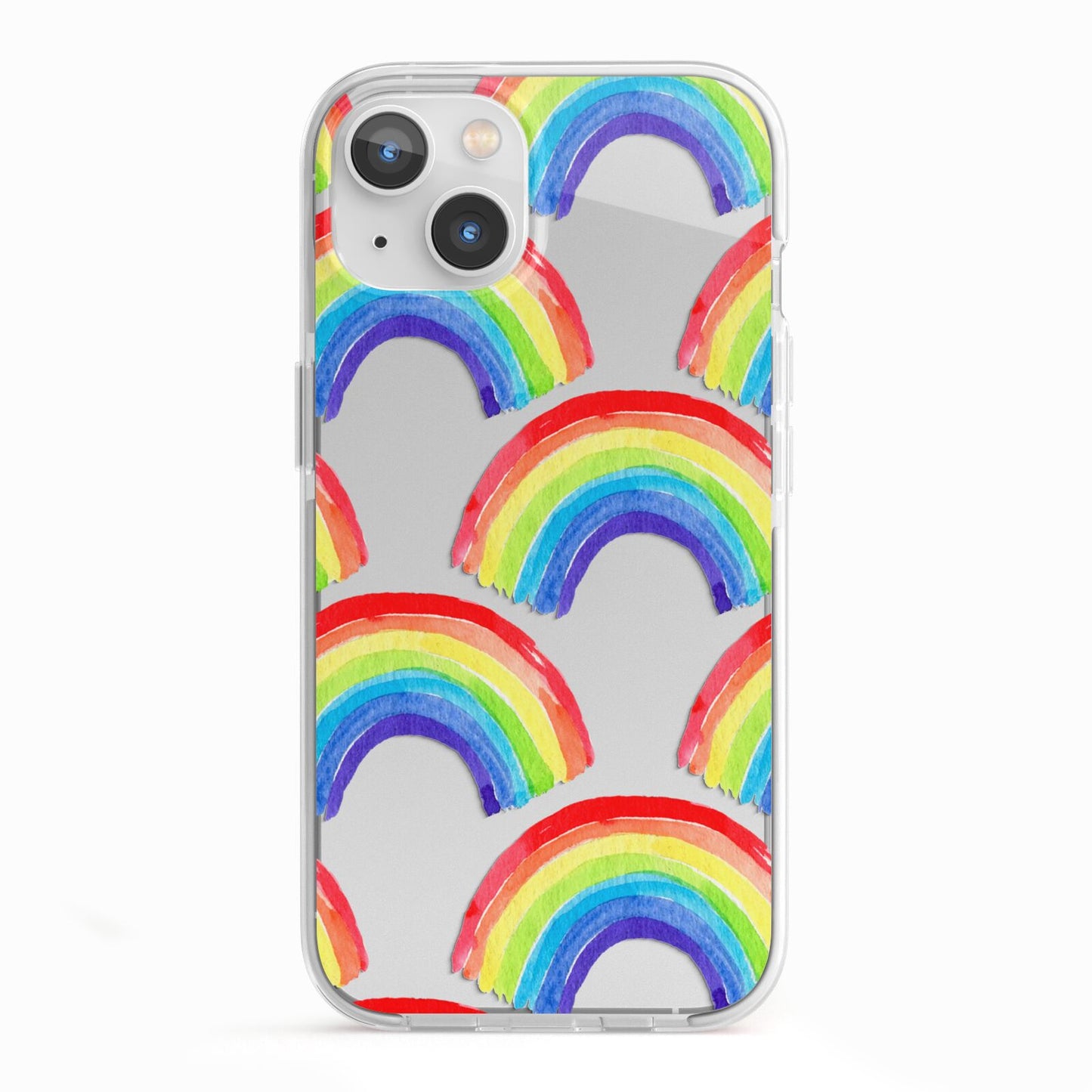 Rainbow iPhone 13 TPU Impact Case with White Edges