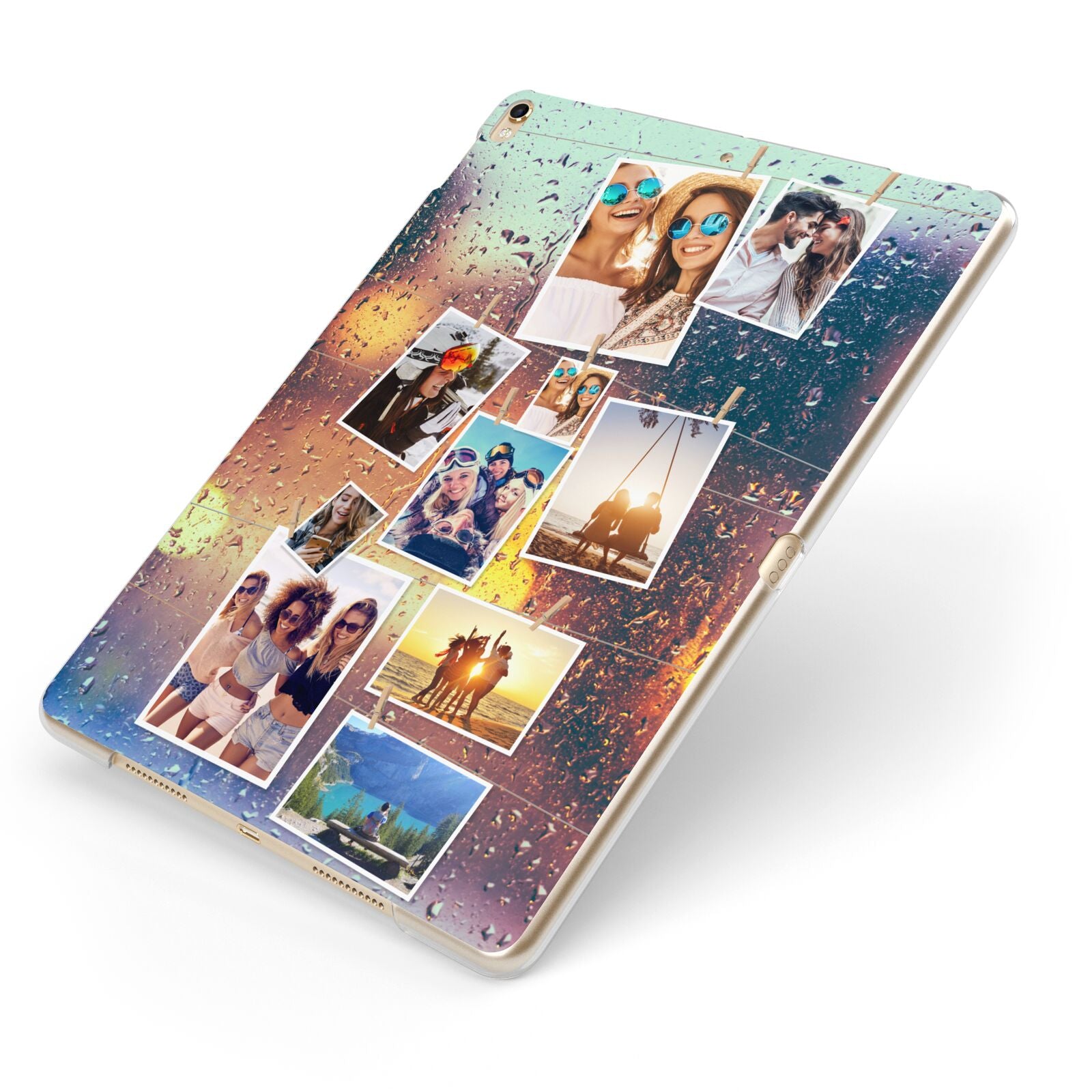 Rainy Evening Scene Photo Montage Apple iPad Case on Gold iPad Side View