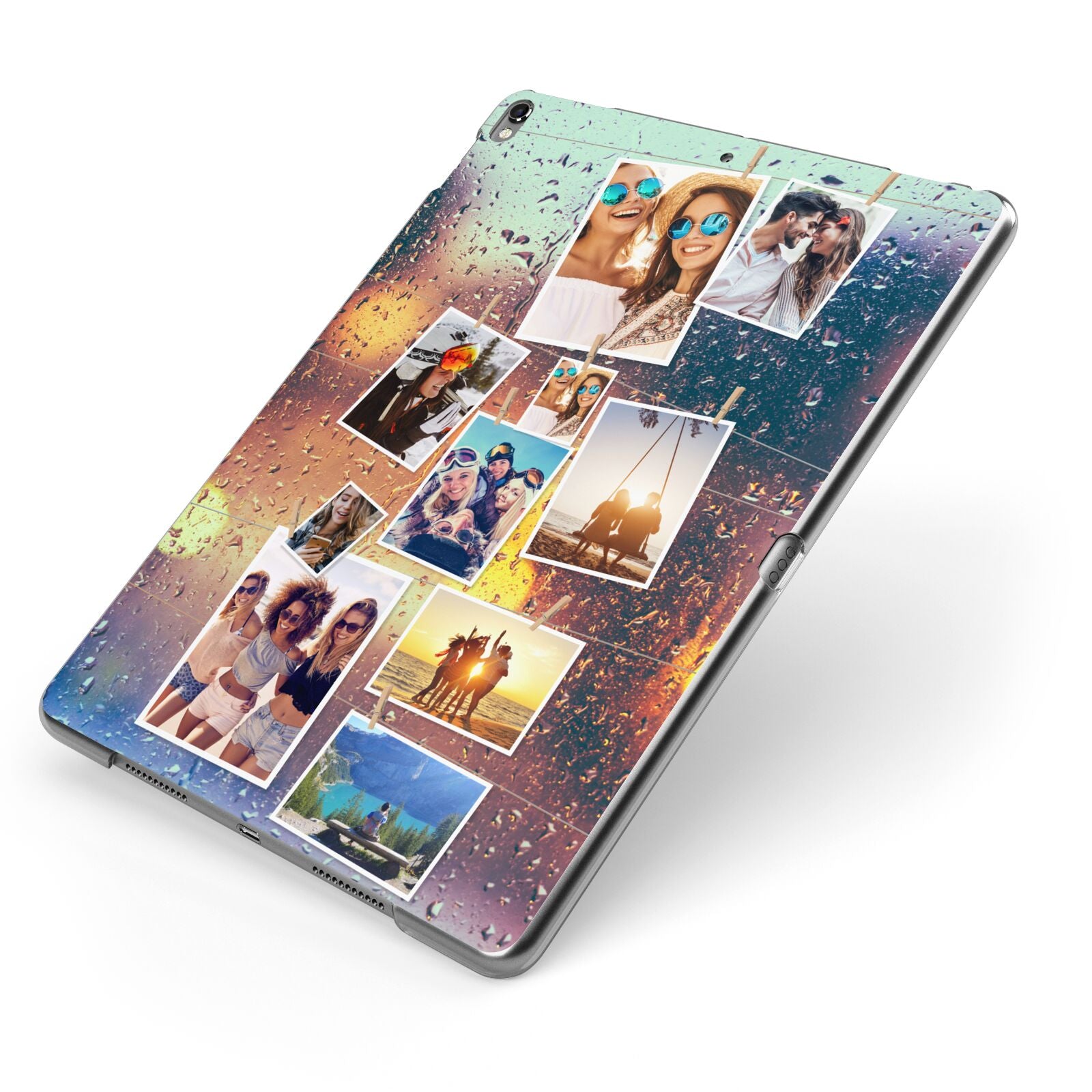 Rainy Evening Scene Photo Montage Apple iPad Case on Grey iPad Side View