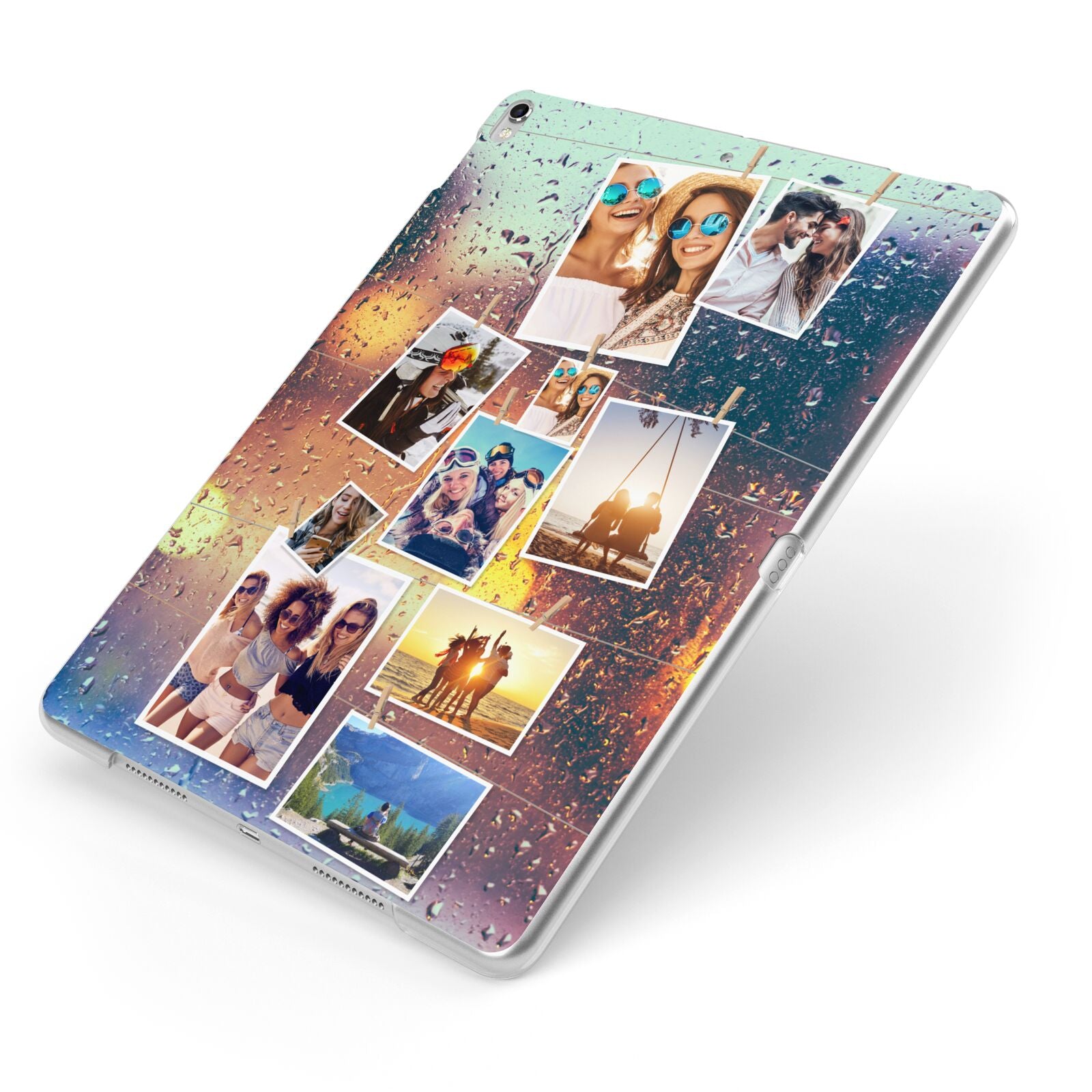Rainy Evening Scene Photo Montage Apple iPad Case on Silver iPad Side View