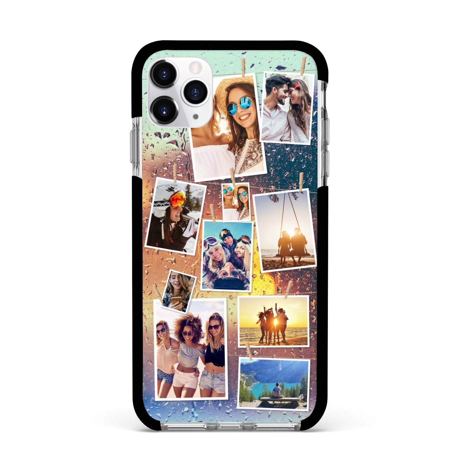 Rainy Evening Scene Photo Montage Apple iPhone 11 Pro Max in Silver with Black Impact Case