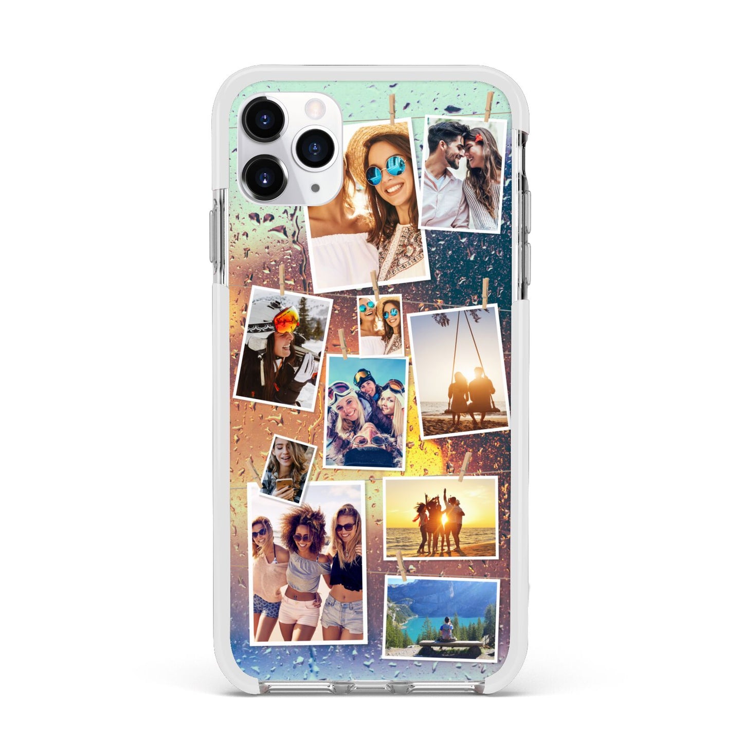 Rainy Evening Scene Photo Montage Apple iPhone 11 Pro Max in Silver with White Impact Case