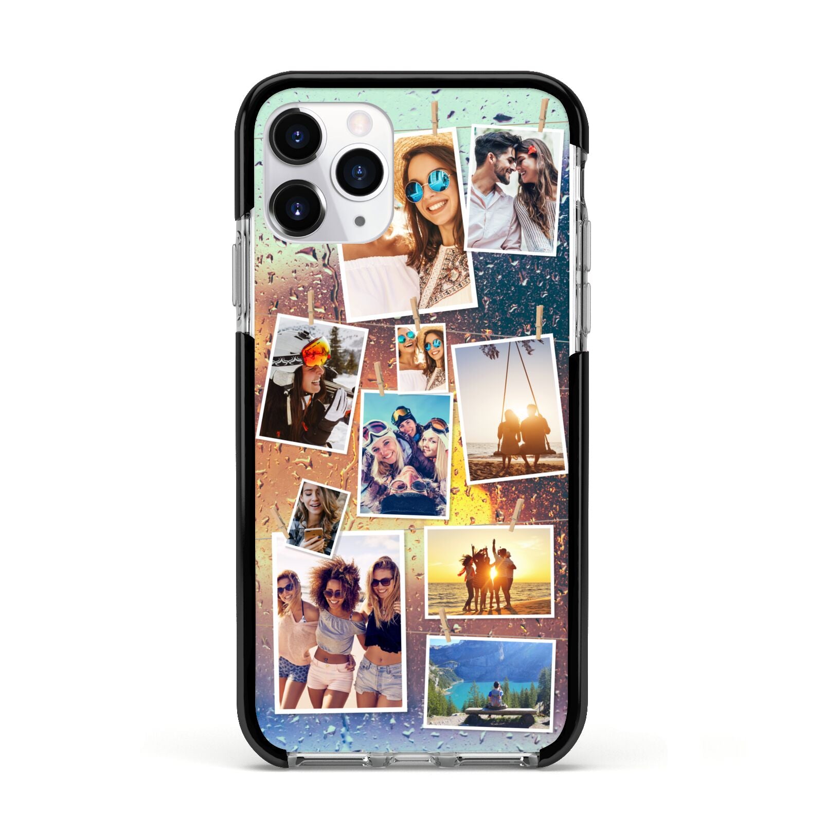 Rainy Evening Scene Photo Montage Apple iPhone 11 Pro in Silver with Black Impact Case