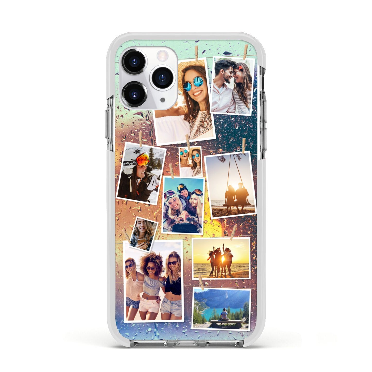 Rainy Evening Scene Photo Montage Apple iPhone 11 Pro in Silver with White Impact Case