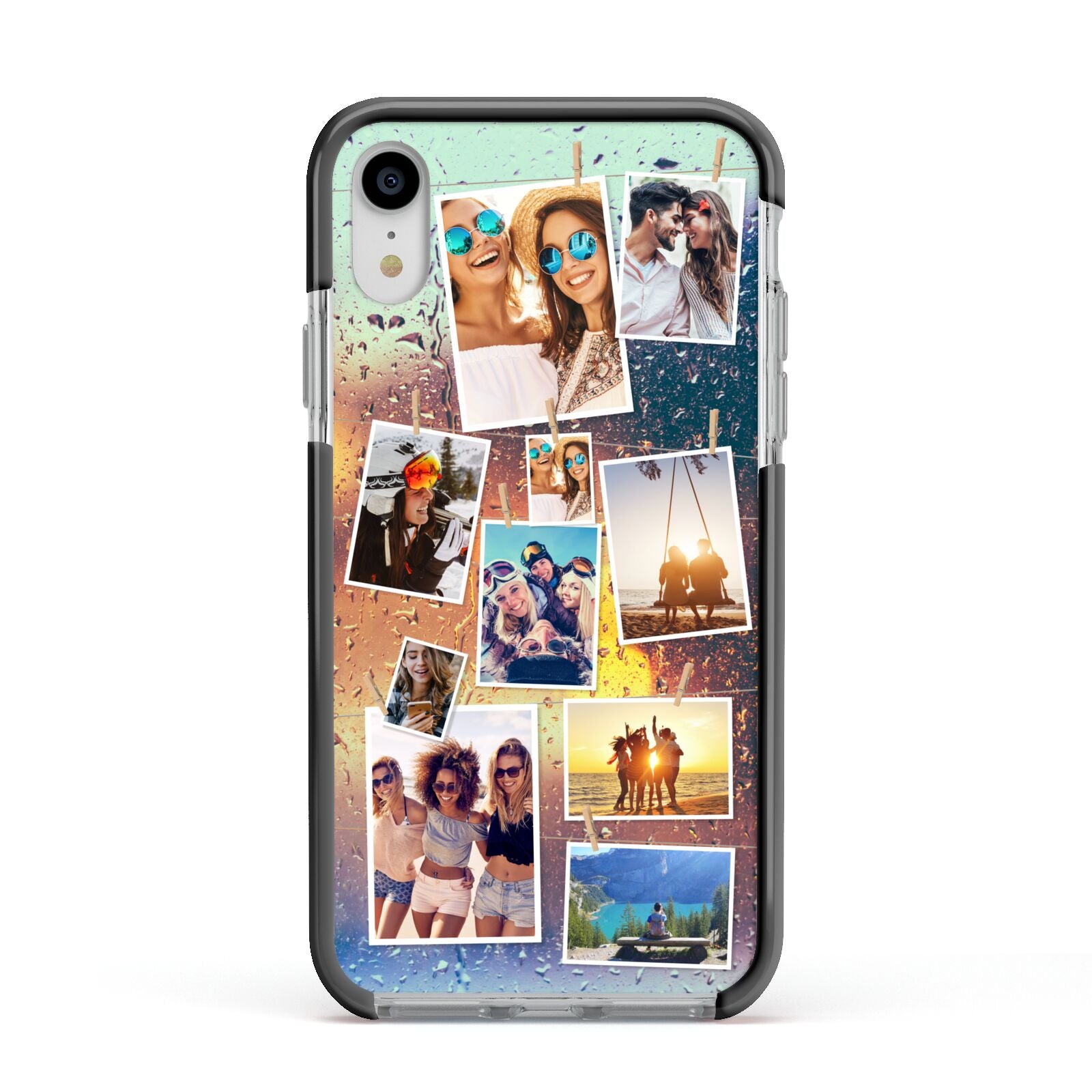 Rainy Evening Scene Photo Montage Apple iPhone XR Impact Case Black Edge on Silver Phone