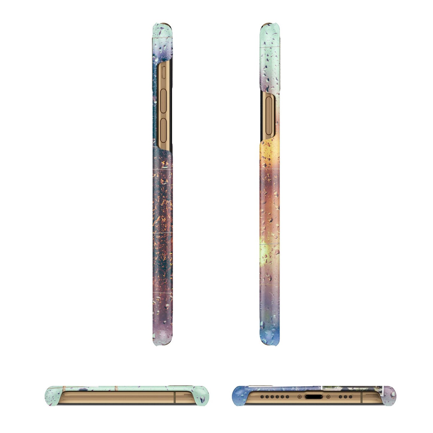 Rainy Evening Scene Photo Montage Apple iPhone Xs 3D Wrap Snap Case Angled Images