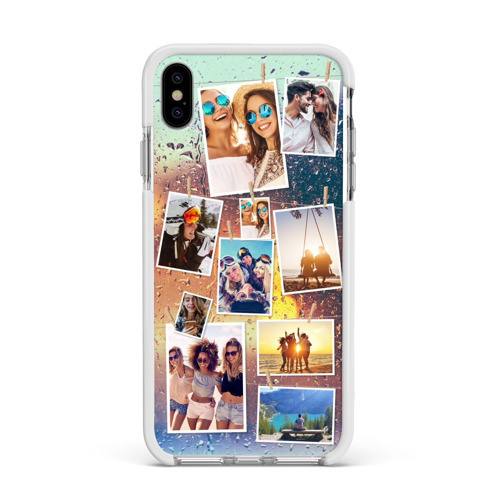 Rainy Evening Scene Photo Montage Apple iPhone Xs Max Impact Case White Edge on Silver Phone