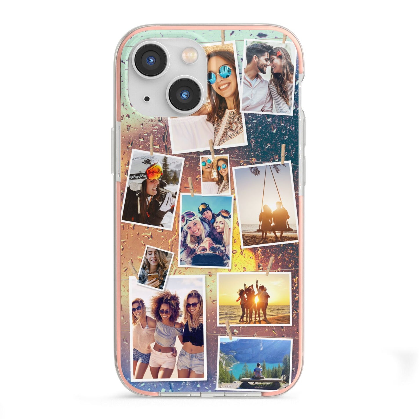 Rainy Evening Scene Photo Montage iPhone 13 Mini TPU Impact Case with Pink Edges