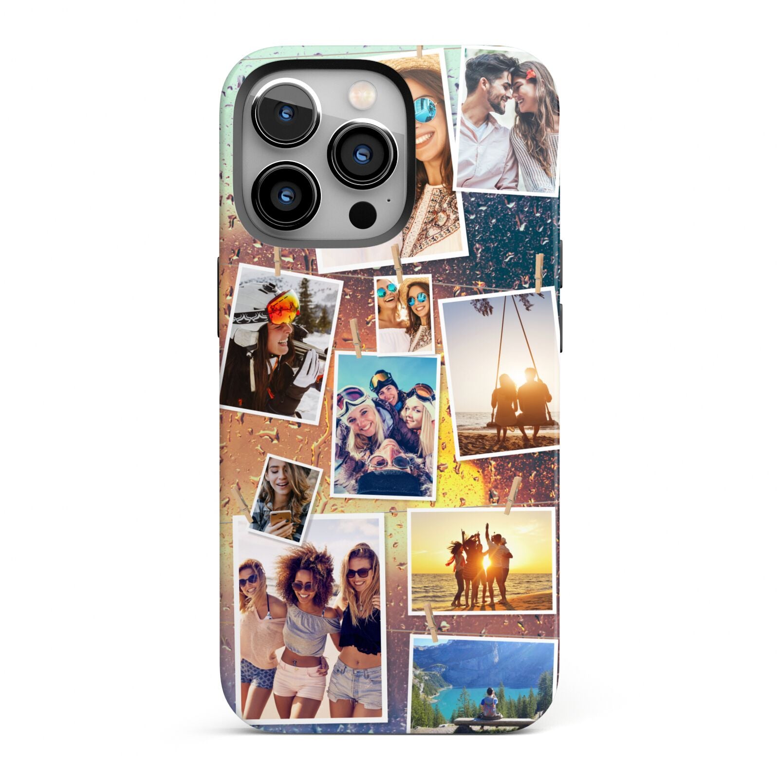 Rainy Evening Scene Photo Montage iPhone 13 Pro Full Wrap 3D Tough Case