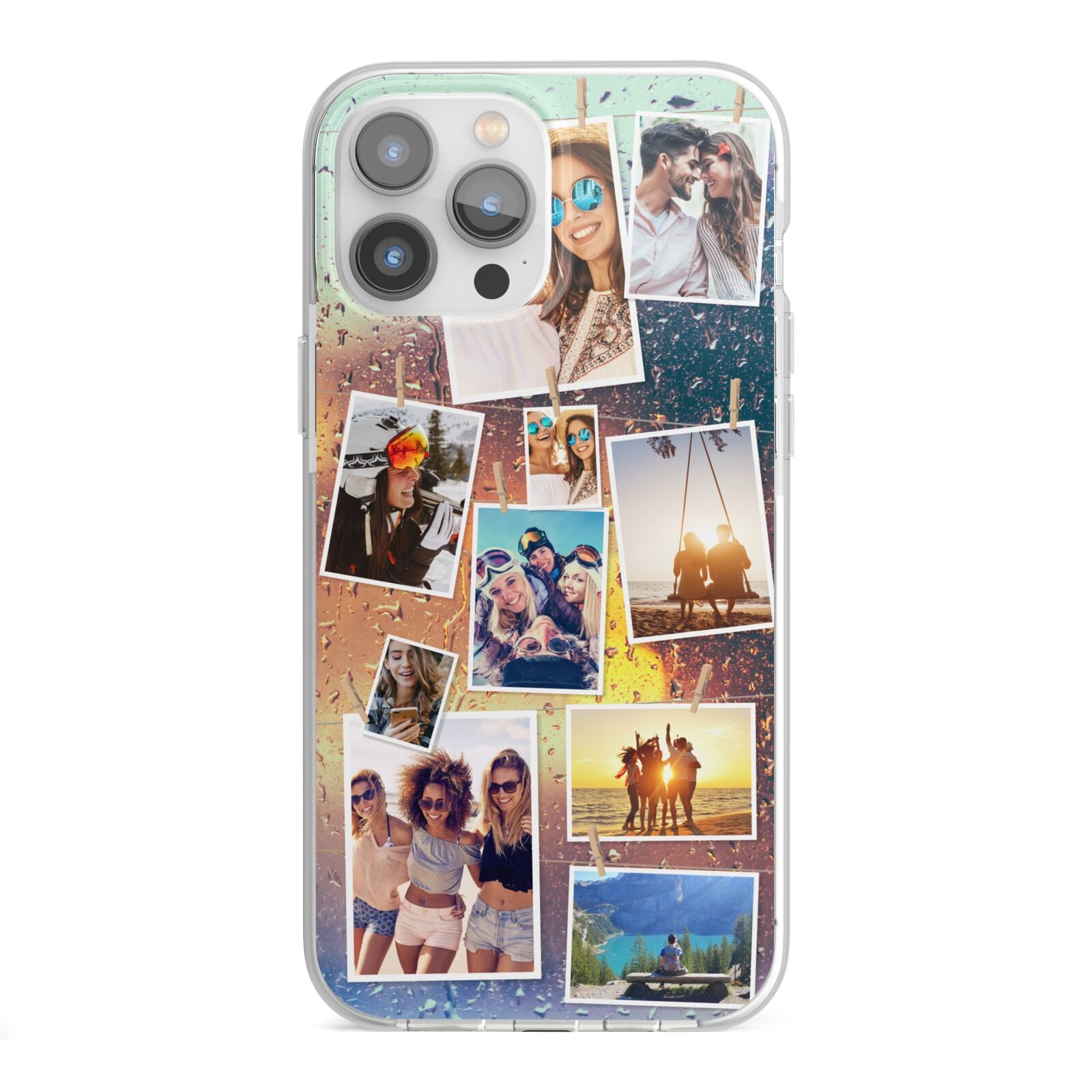 Rainy Evening Scene Photo Montage iPhone 13 Pro Max TPU Impact Case with White Edges