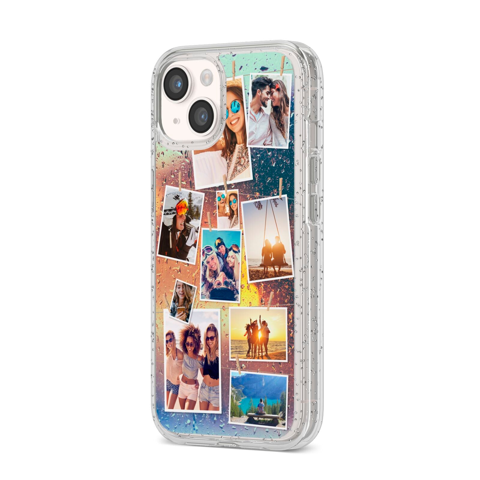 Rainy Evening Scene Photo Montage iPhone 14 Glitter Tough Case Starlight Angled Image