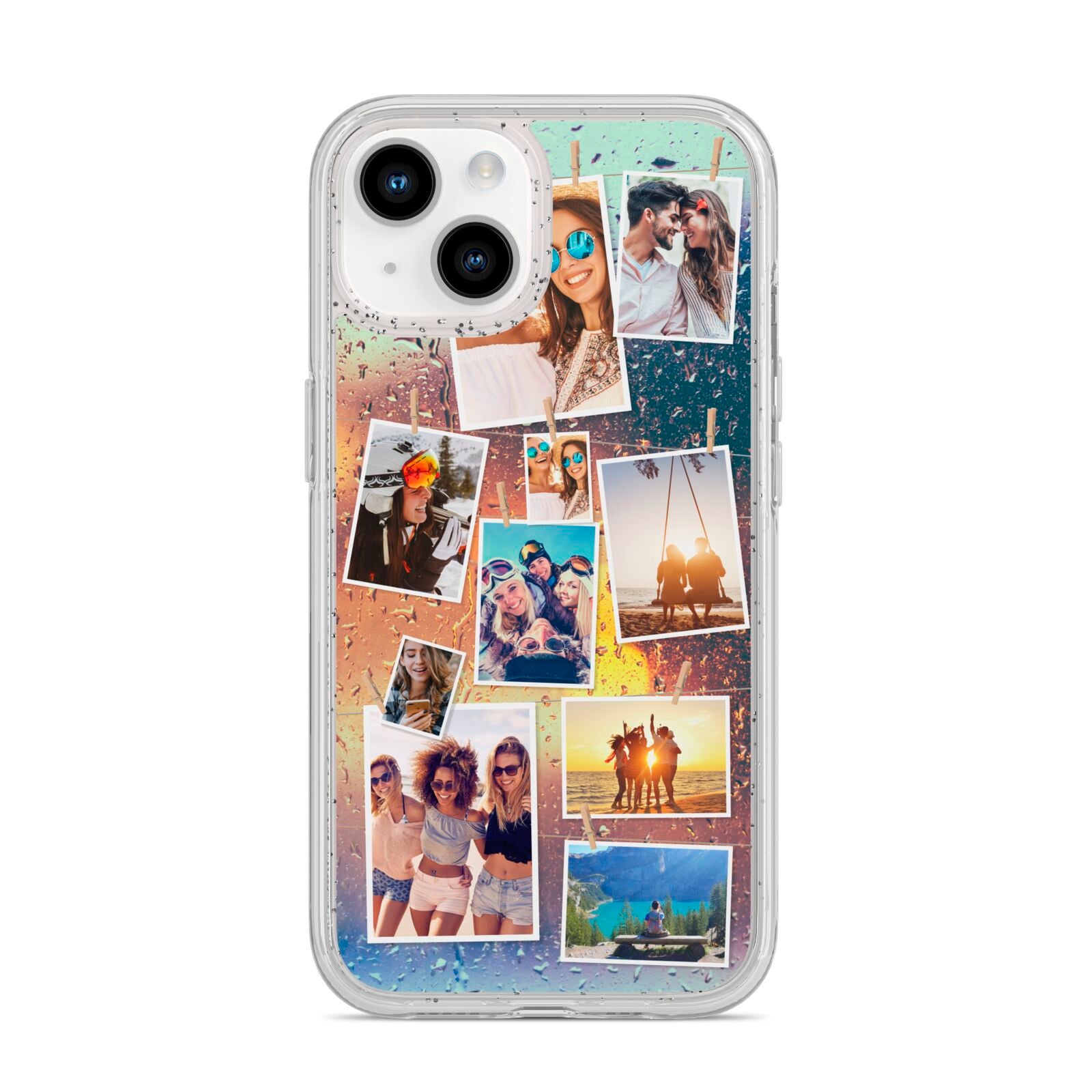 Rainy Evening Scene Photo Montage iPhone 14 Glitter Tough Case Starlight