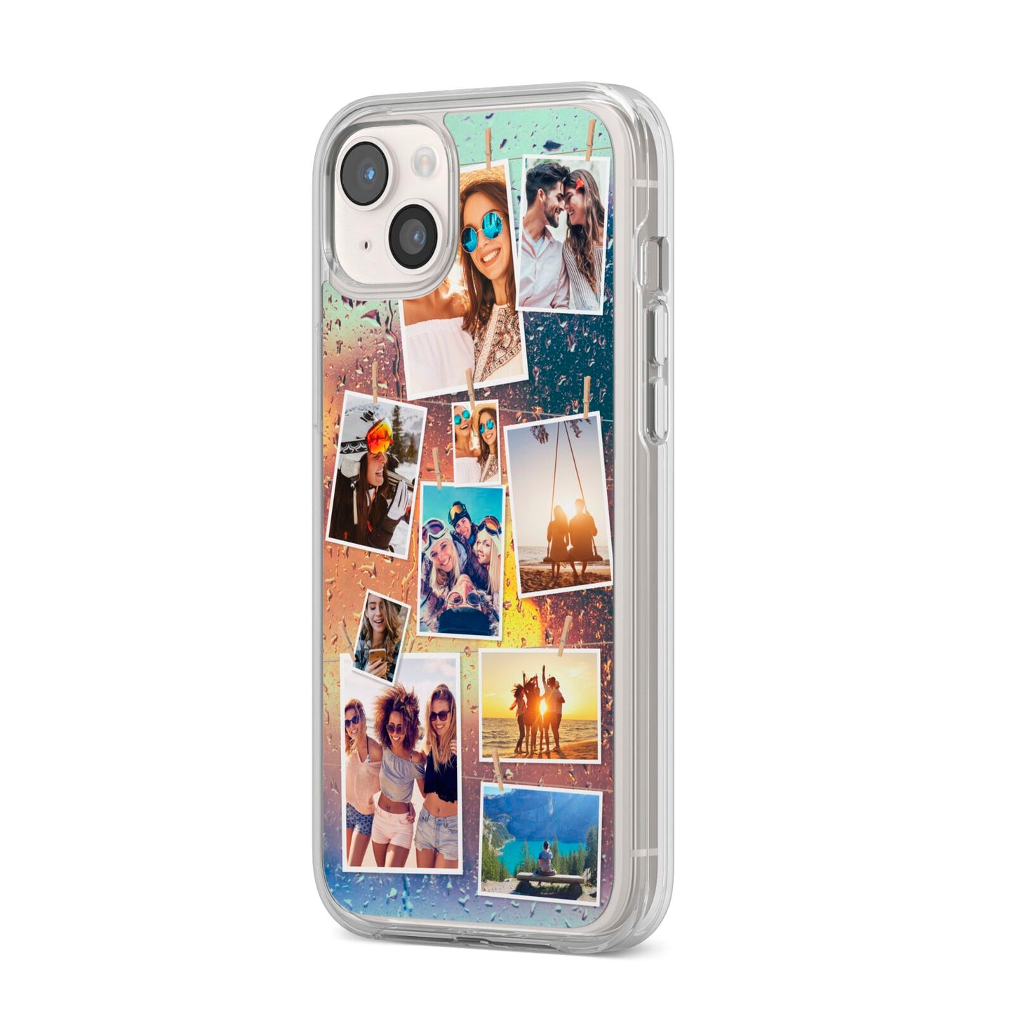 Rainy Evening Scene Photo Montage iPhone 14 Plus Clear Tough Case Starlight Angled Image