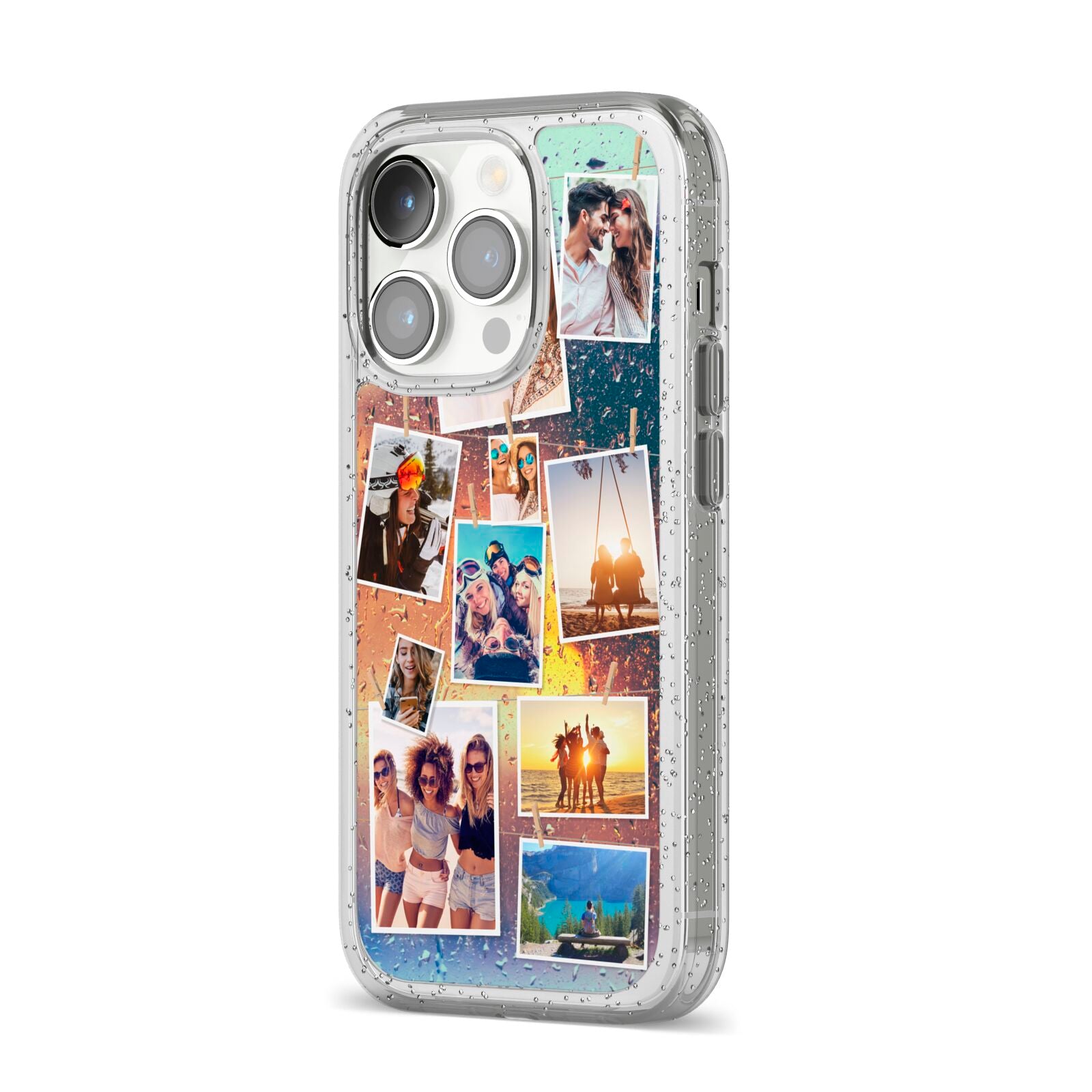 Rainy Evening Scene Photo Montage iPhone 14 Pro Glitter Tough Case Silver Angled Image