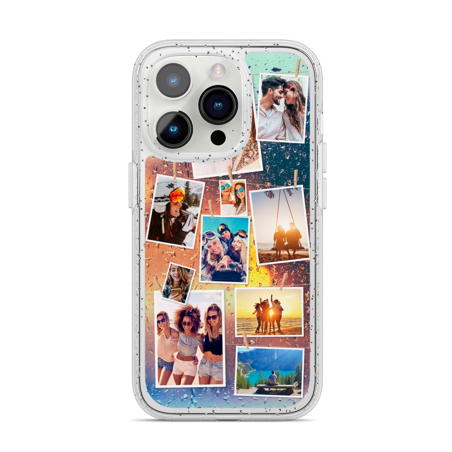 Rainy Evening Scene Photo Montage iPhone 14 Pro Glitter Tough Case Silver