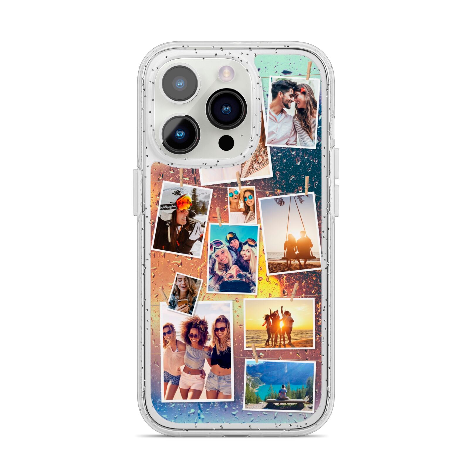 Rainy Evening Scene Photo Montage iPhone 14 Pro Glitter Tough Case Silver