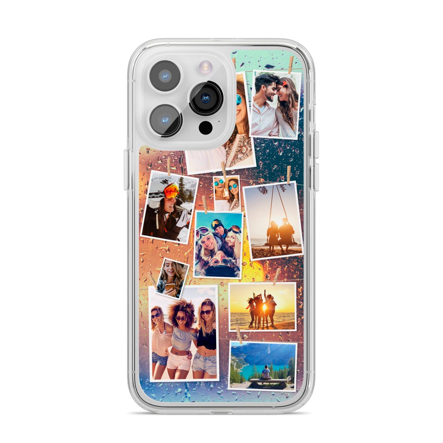 Rainy Evening Scene Photo Montage iPhone 14 Pro Max Clear Tough Case Silver