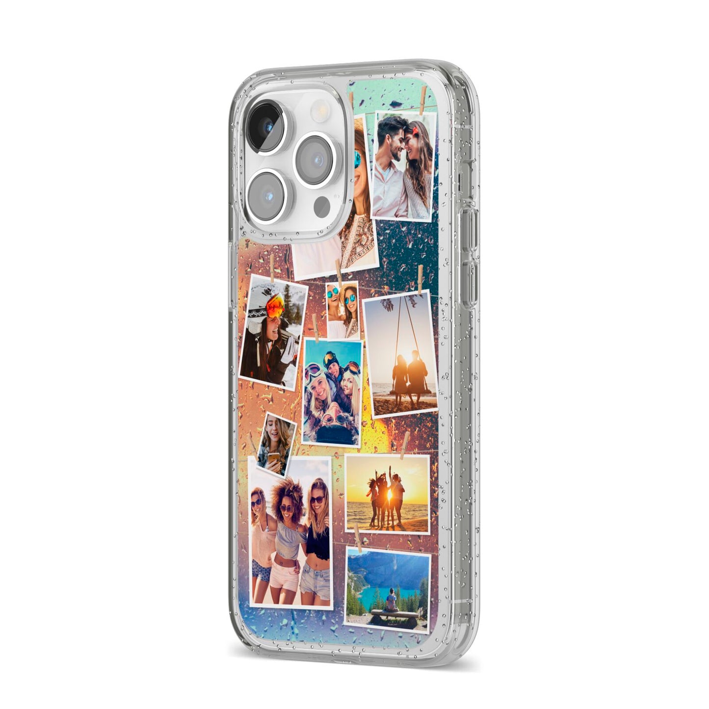 Rainy Evening Scene Photo Montage iPhone 14 Pro Max Glitter Tough Case Silver Angled Image