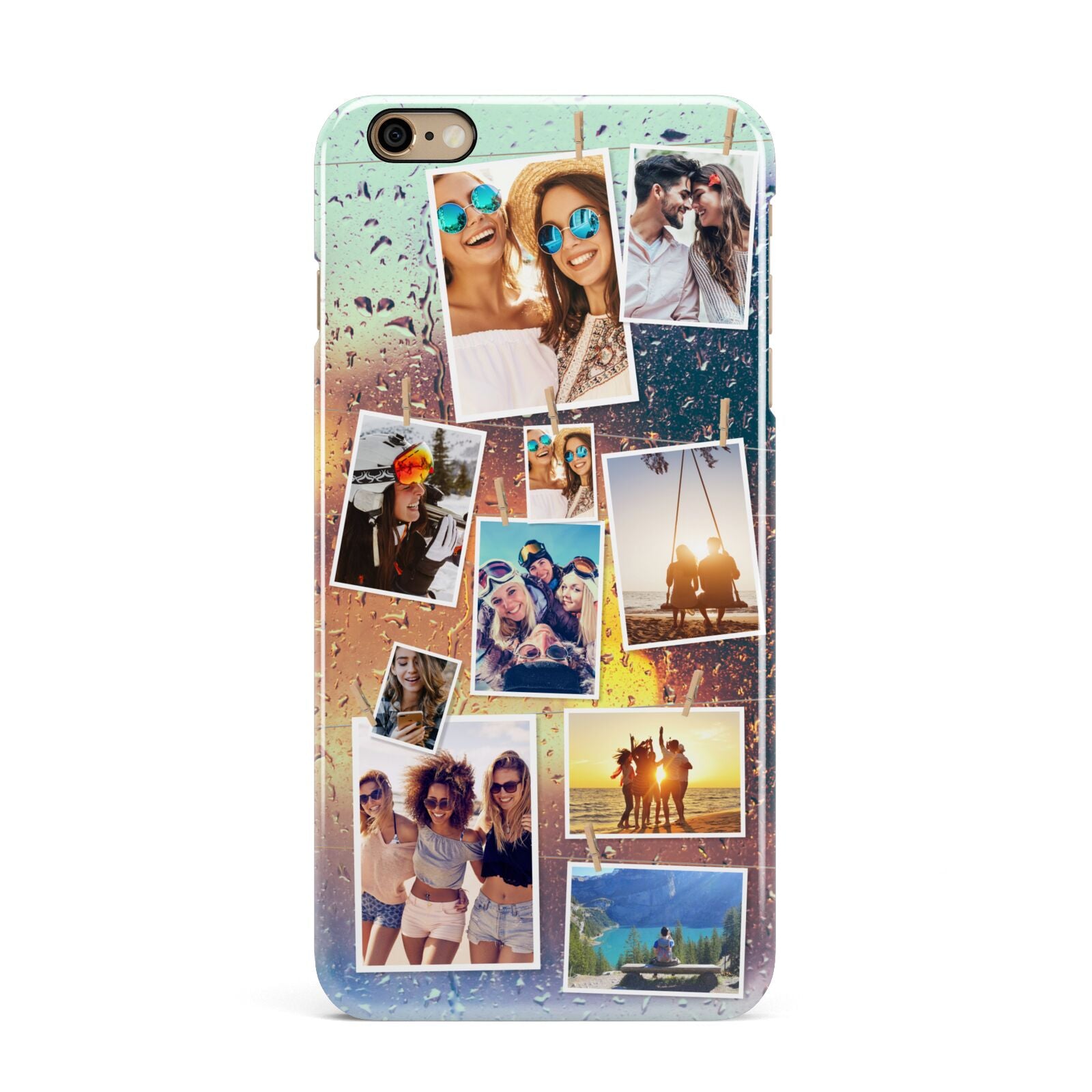 Rainy Evening Scene Photo Montage iPhone 6 Plus 3D Snap Case on Gold Phone