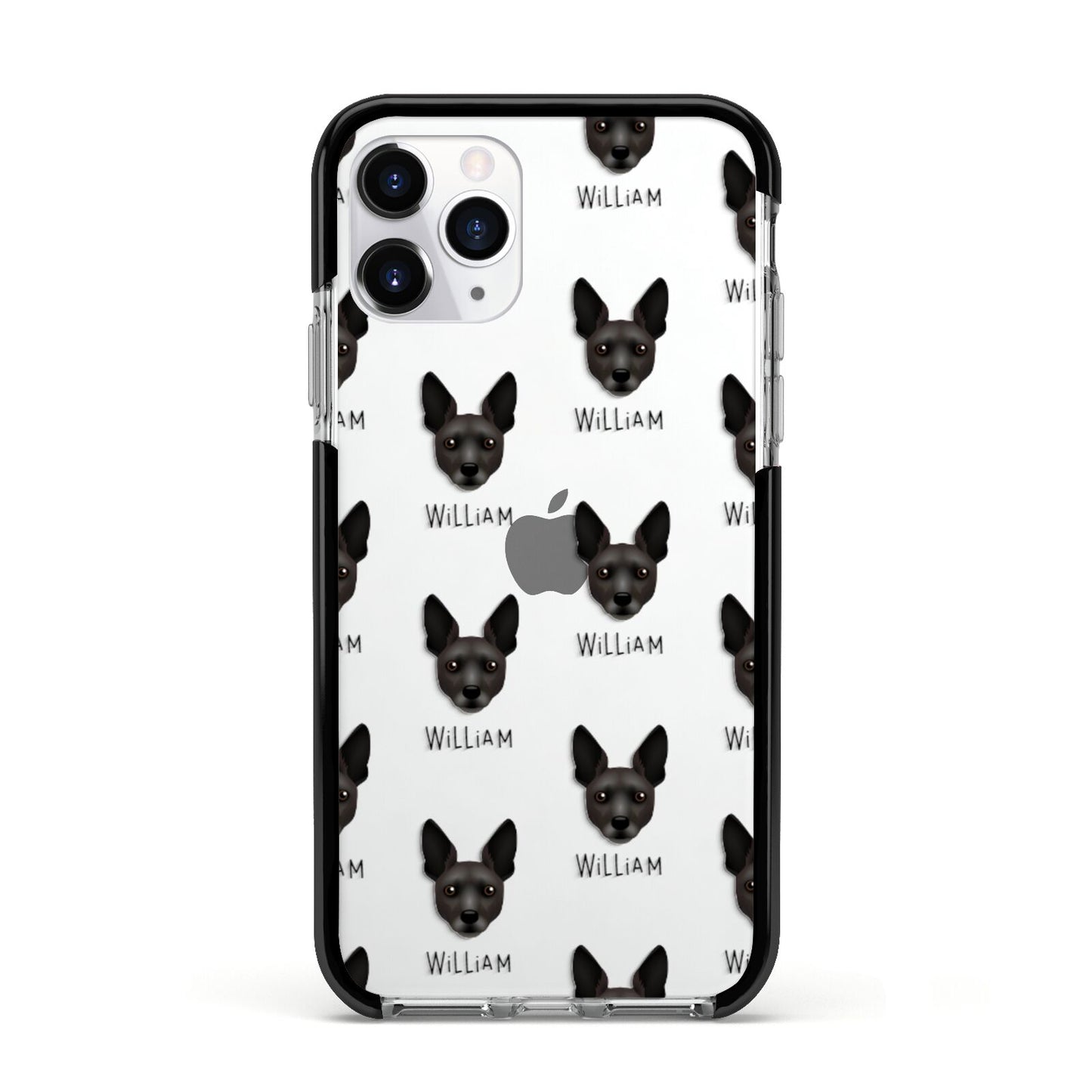Rat Terrier Icon with Name Apple iPhone 11 Pro in Silver with Black Impact Case