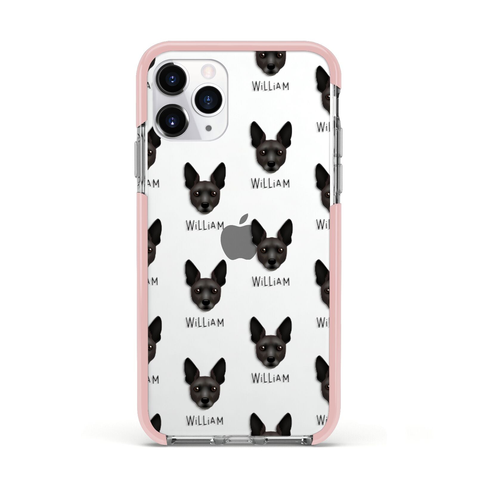 Rat Terrier Icon with Name Apple iPhone 11 Pro in Silver with Pink Impact Case