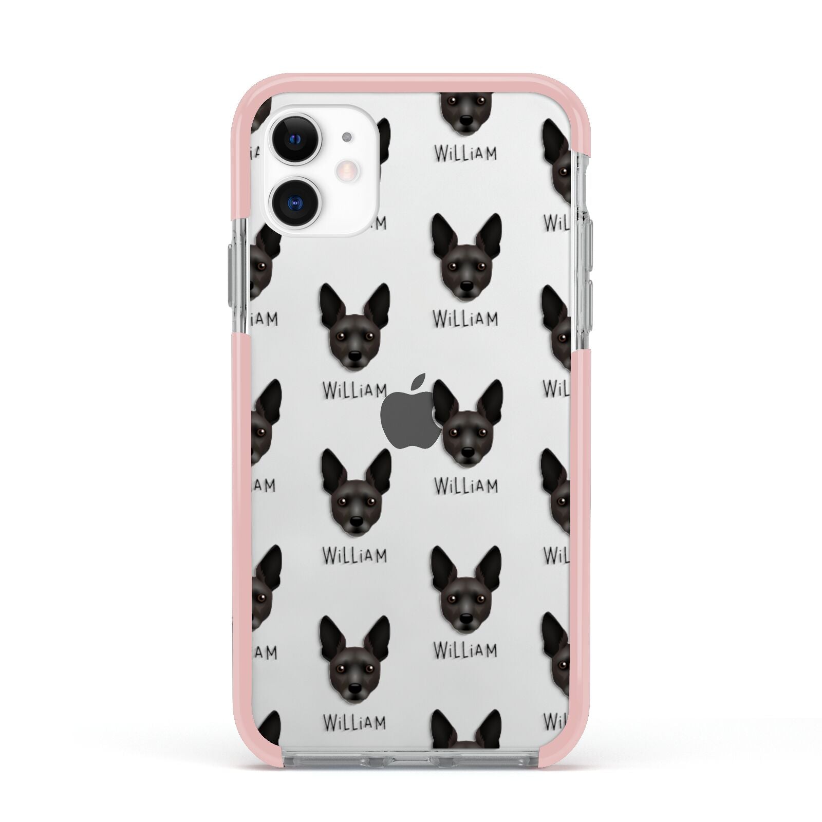 Rat Terrier Icon with Name Apple iPhone 11 in White with Pink Impact Case