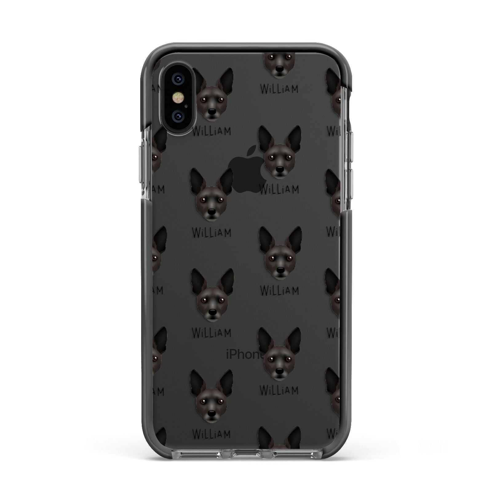 Rat Terrier Icon with Name Apple iPhone Xs Impact Case Black Edge on Black Phone