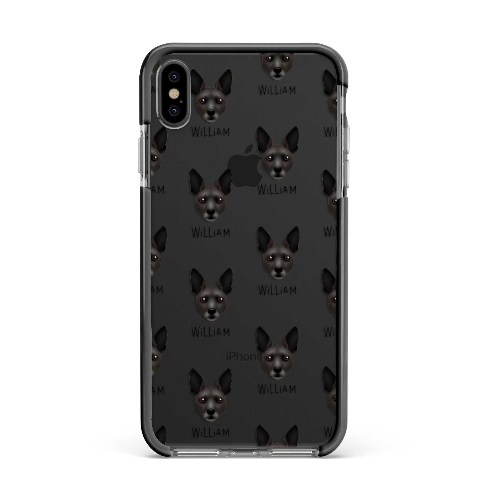 Rat Terrier Icon with Name Apple iPhone Xs Max Impact Case Black Edge on Black Phone