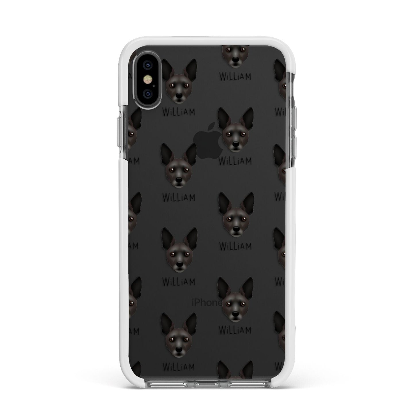 Rat Terrier Icon with Name Apple iPhone Xs Max Impact Case White Edge on Black Phone